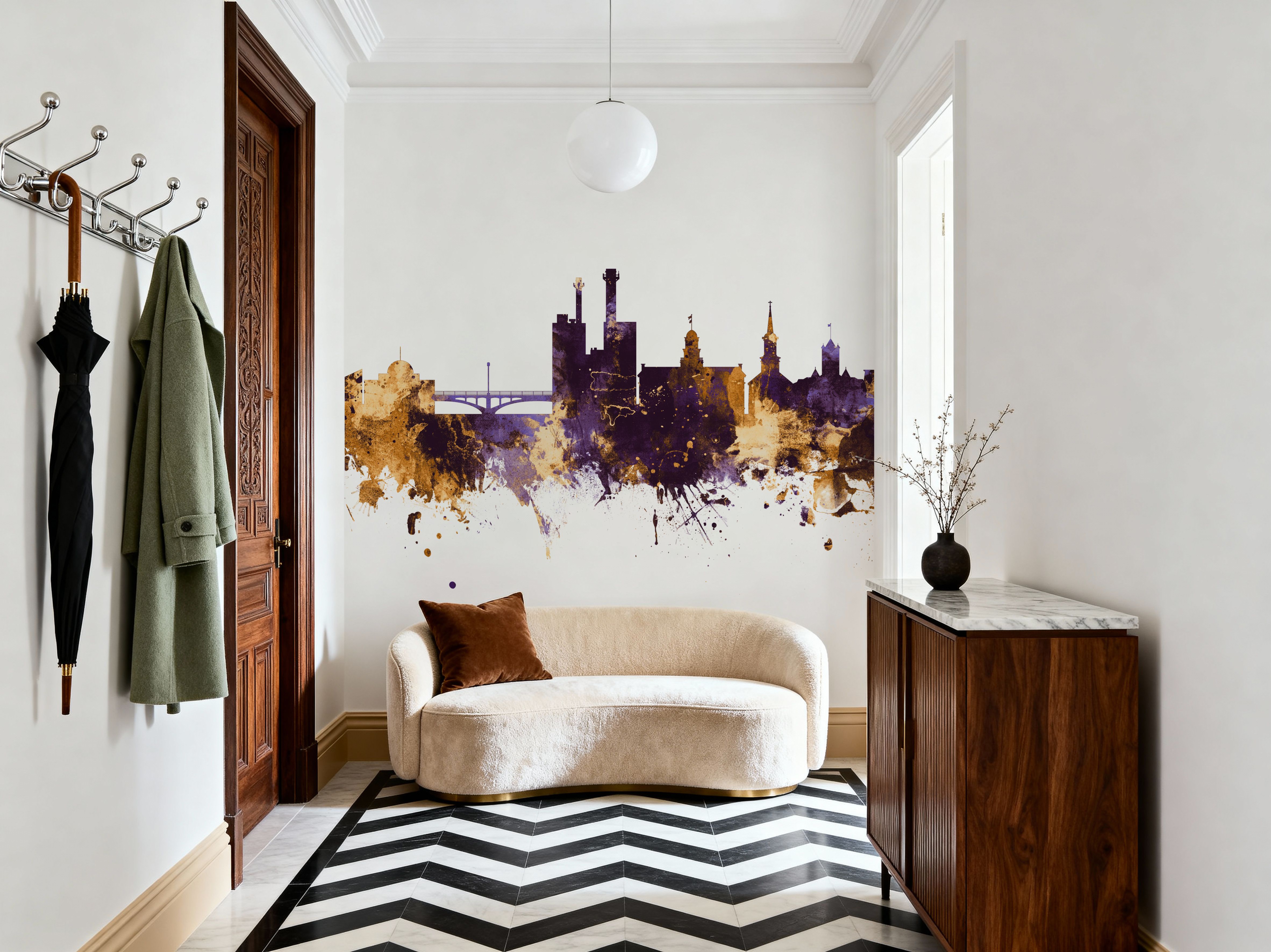 Iowa City Skyline Purple & Gold