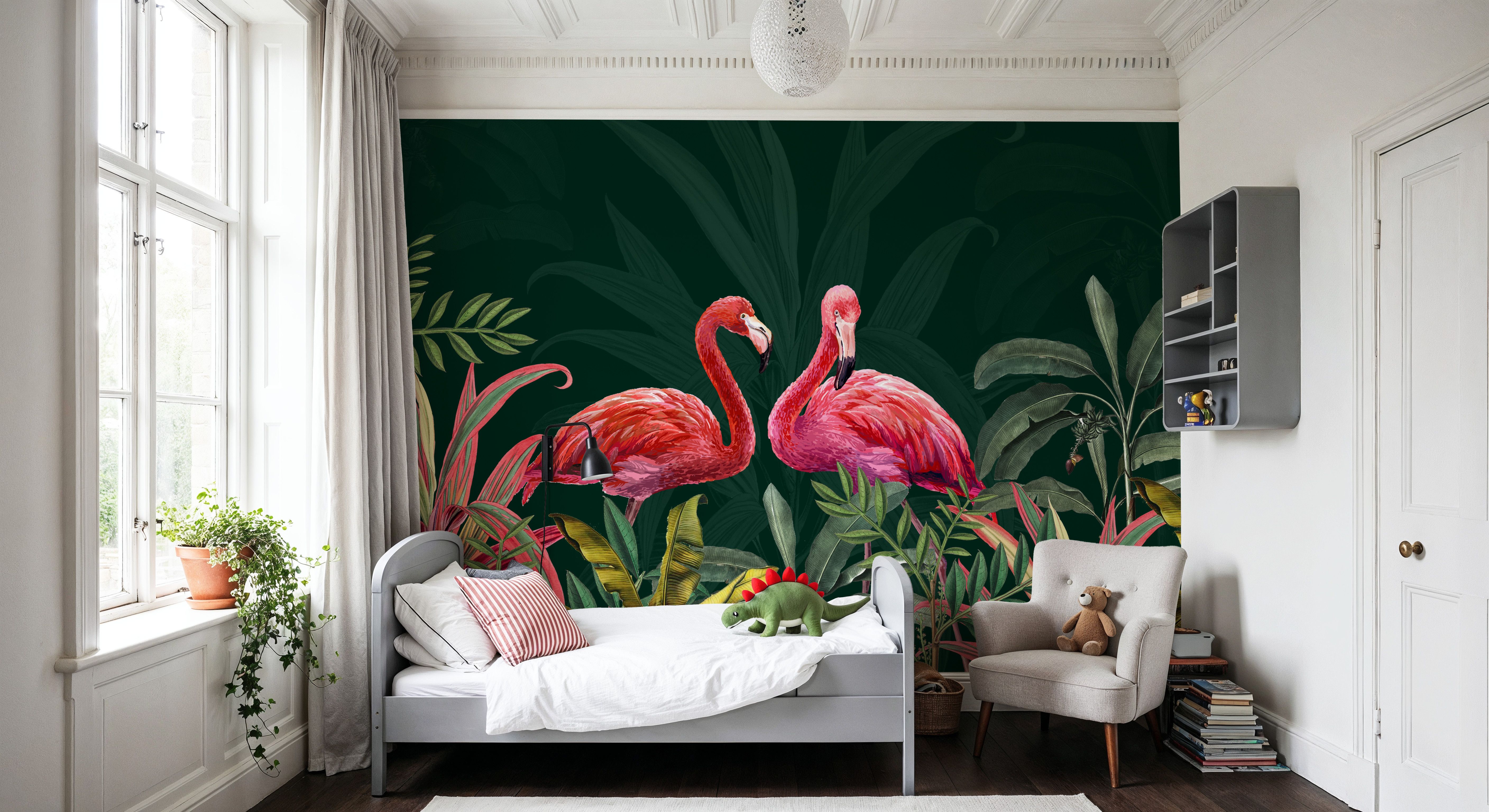 Shy Flamingos Dark, Wallpaper