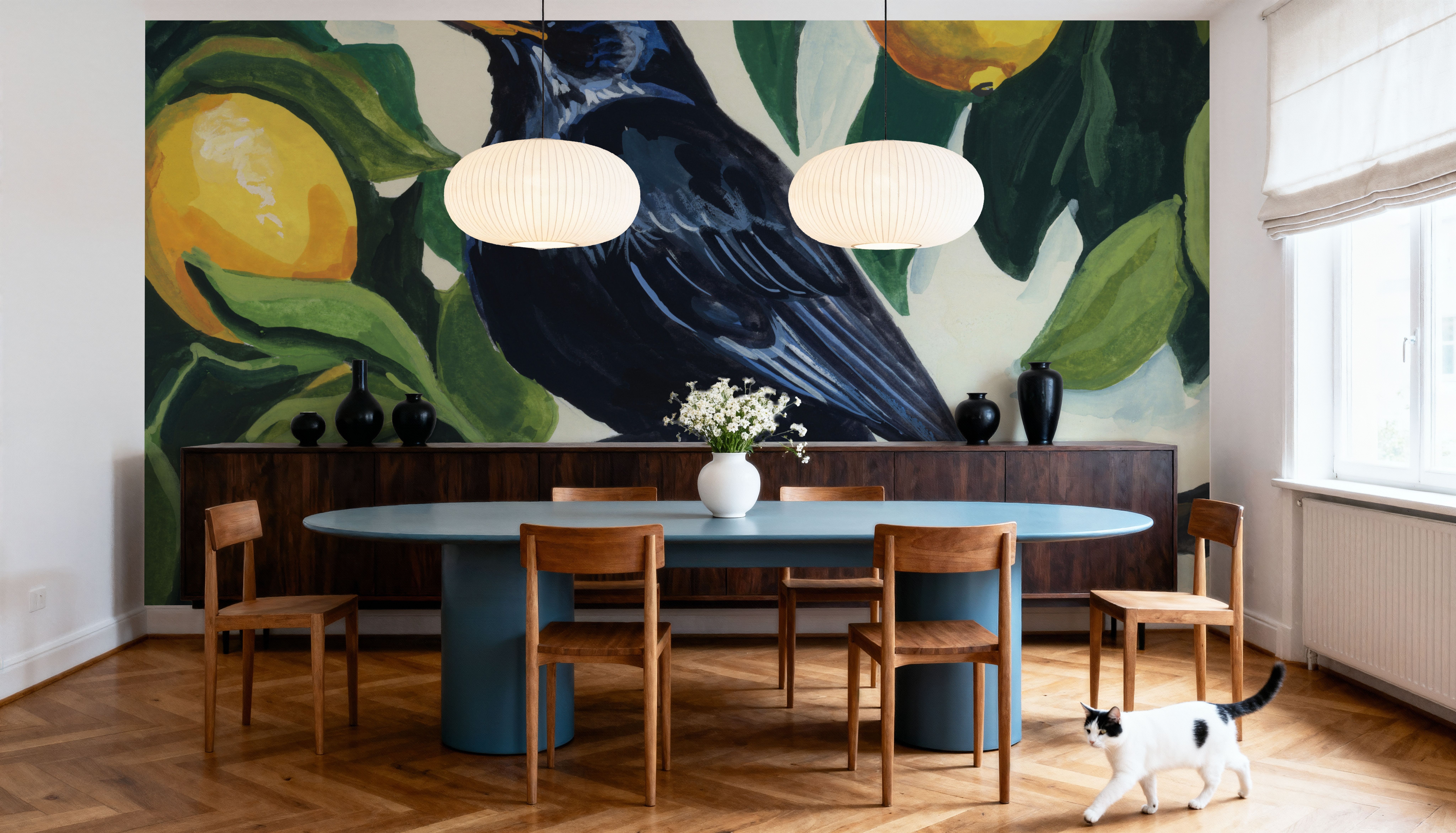 Bird with Lemon Branch