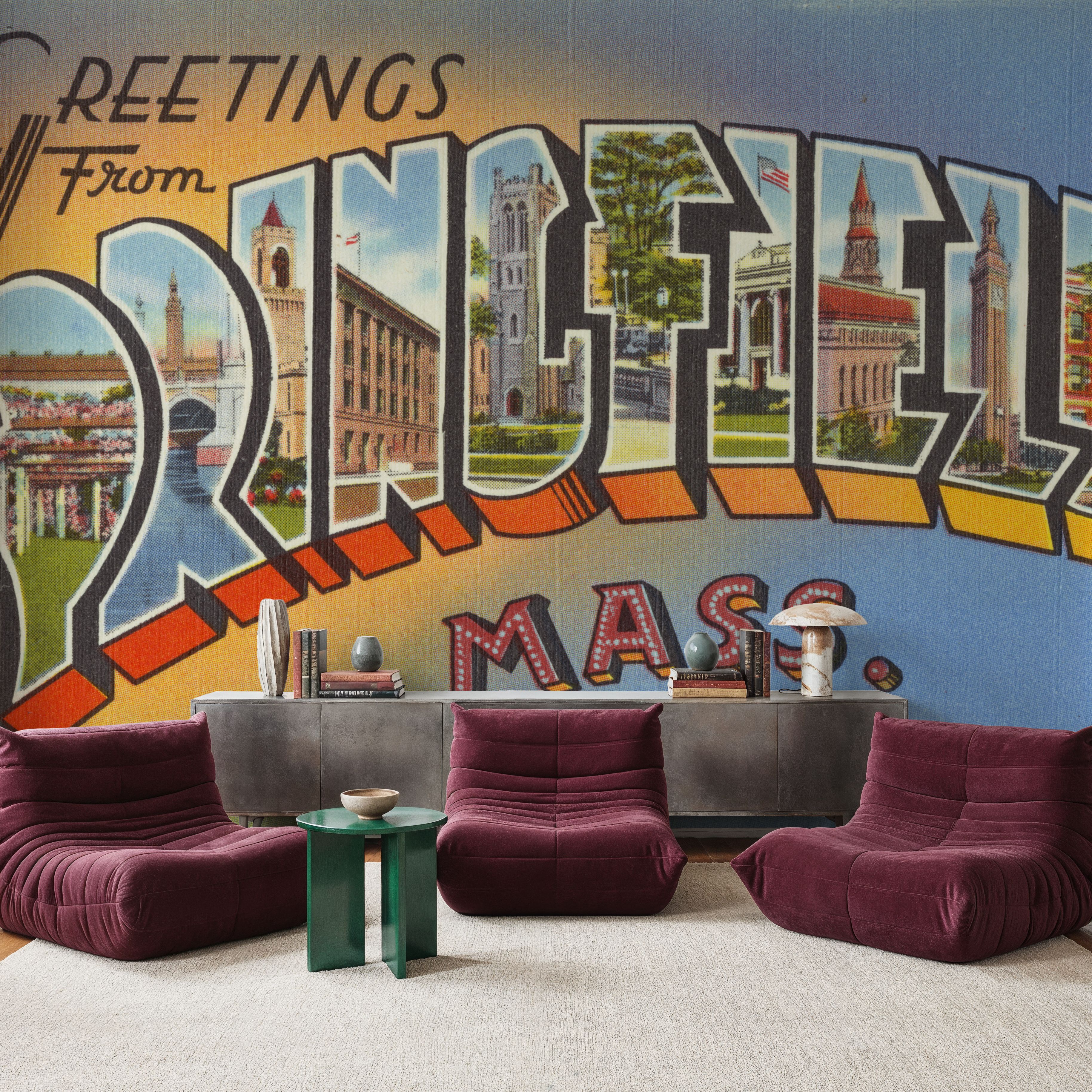 Greetings from Springfield Mass. - Screenprint Postcard