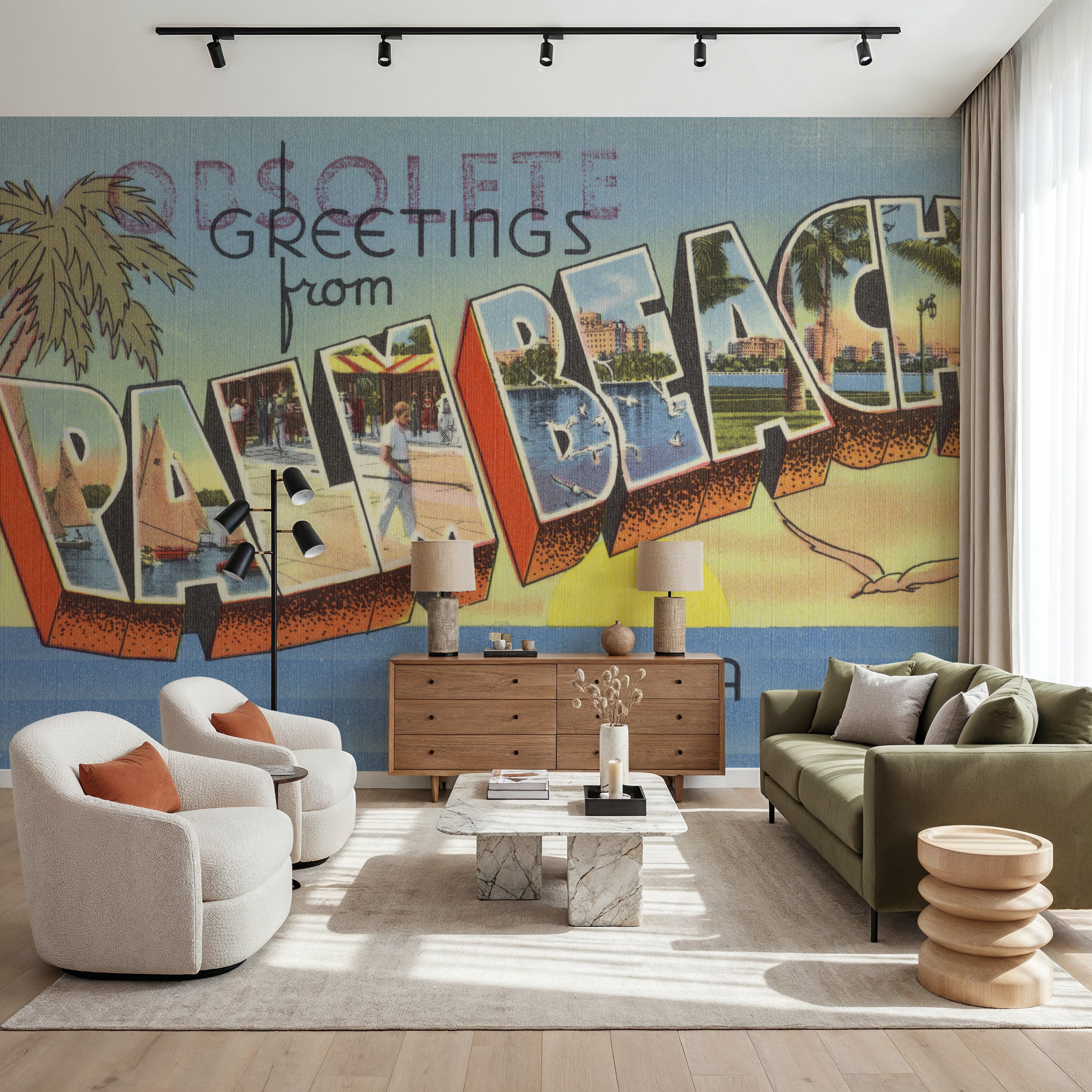 Greetings from Palm Beach - Screenprint Postcard