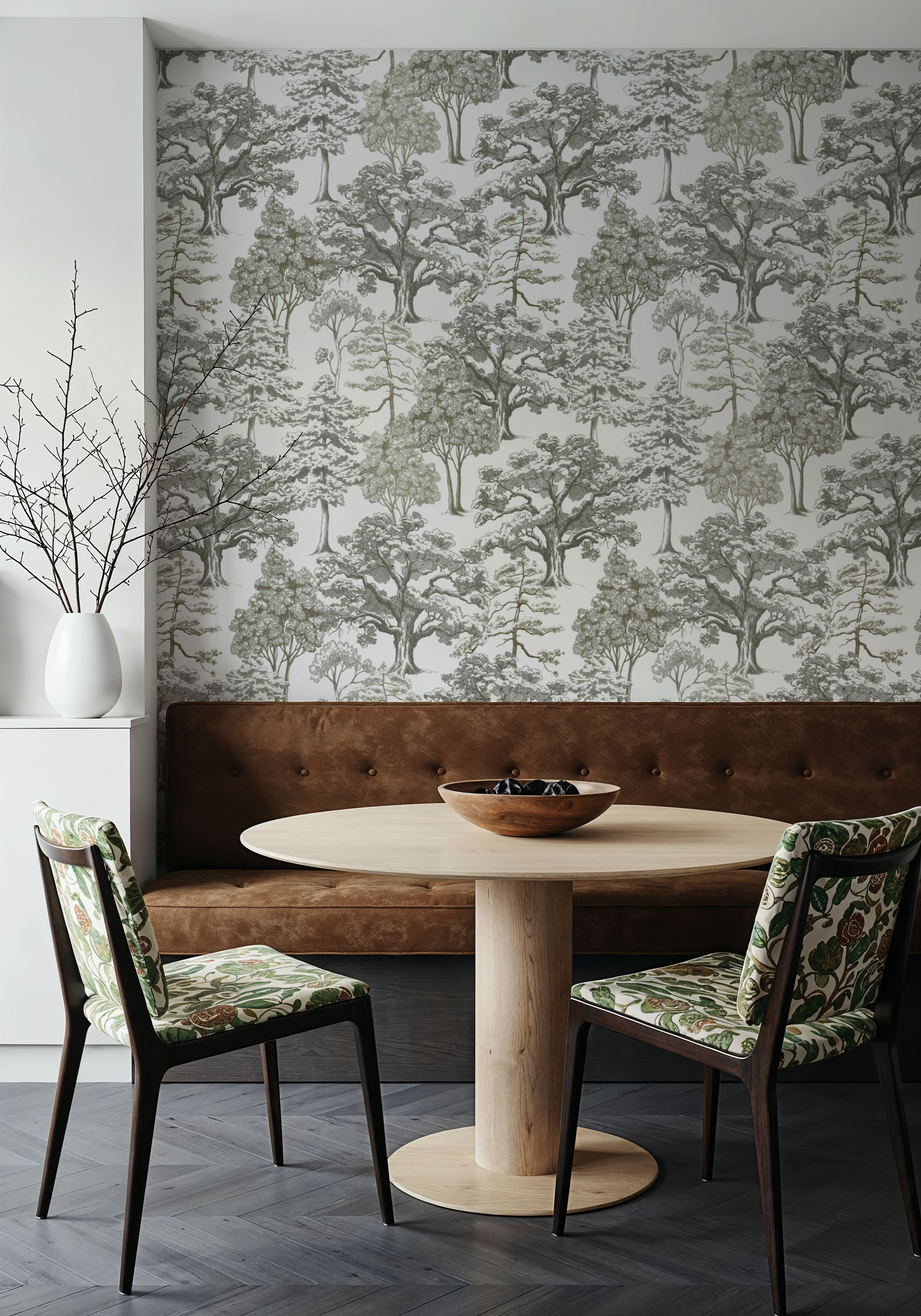 Park Trees, White, Carte da parati