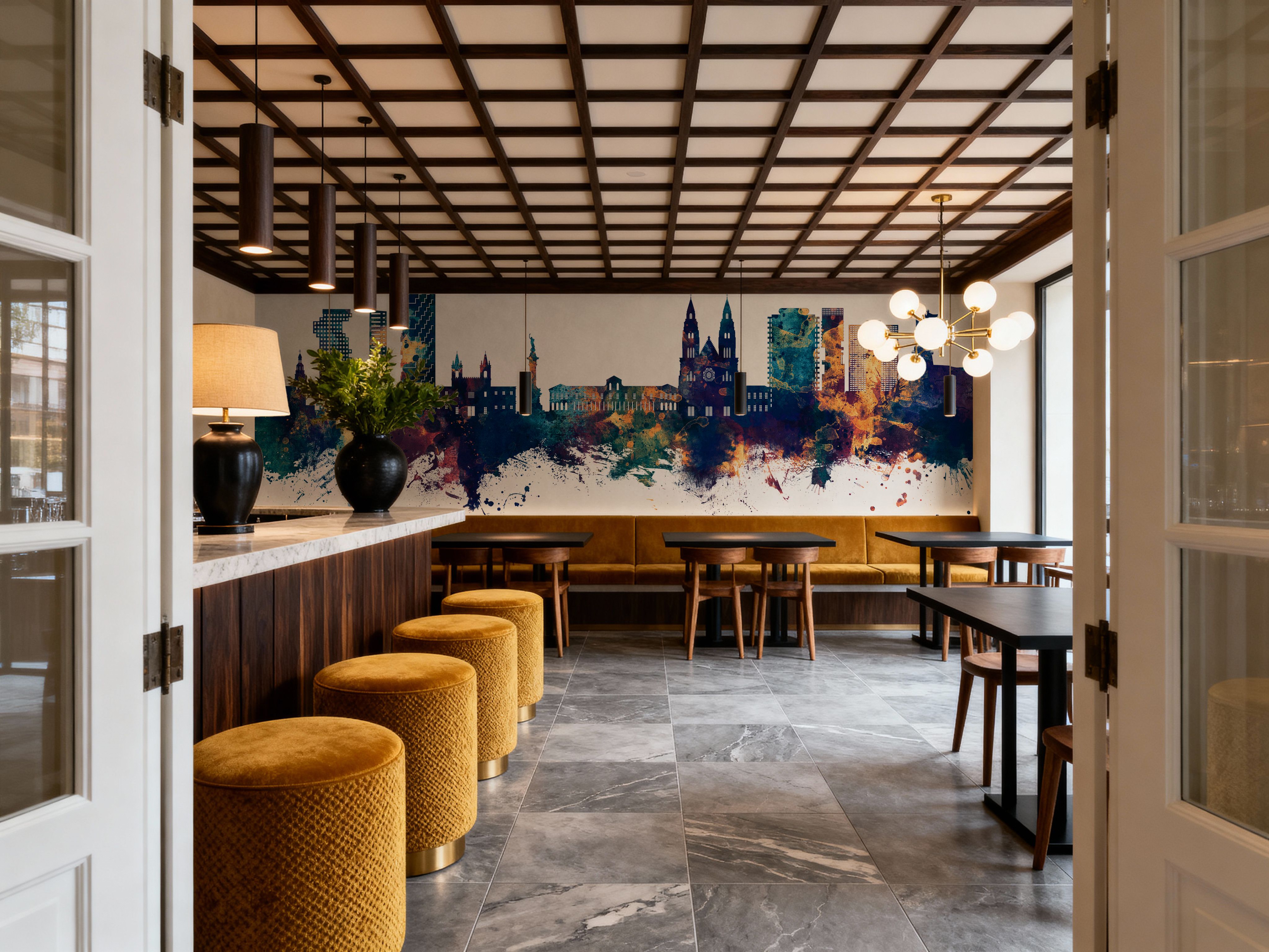 Quito Ecuador Skyline Blue & Bronze