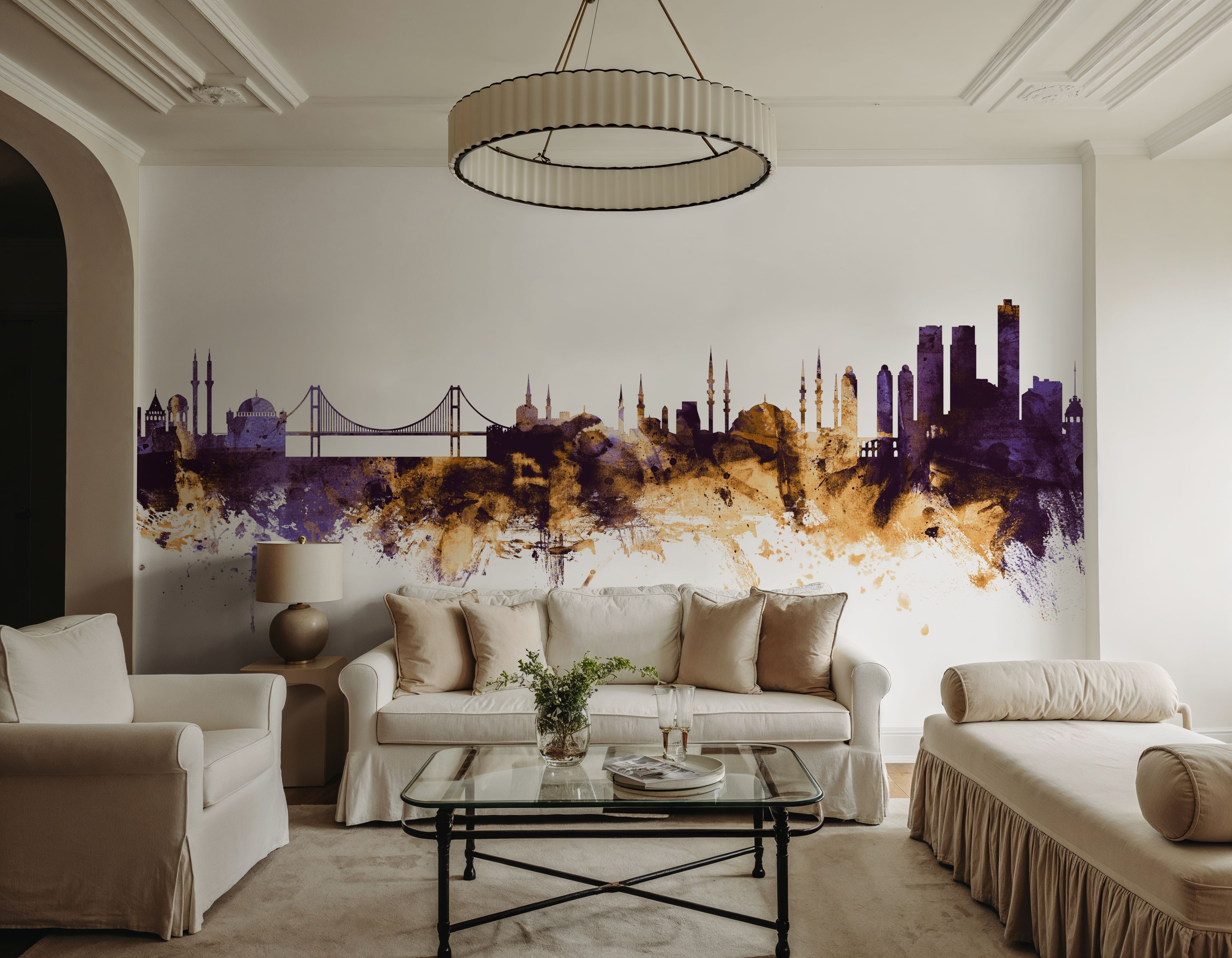 Istanbul Turkey Skyline Purple & Gold