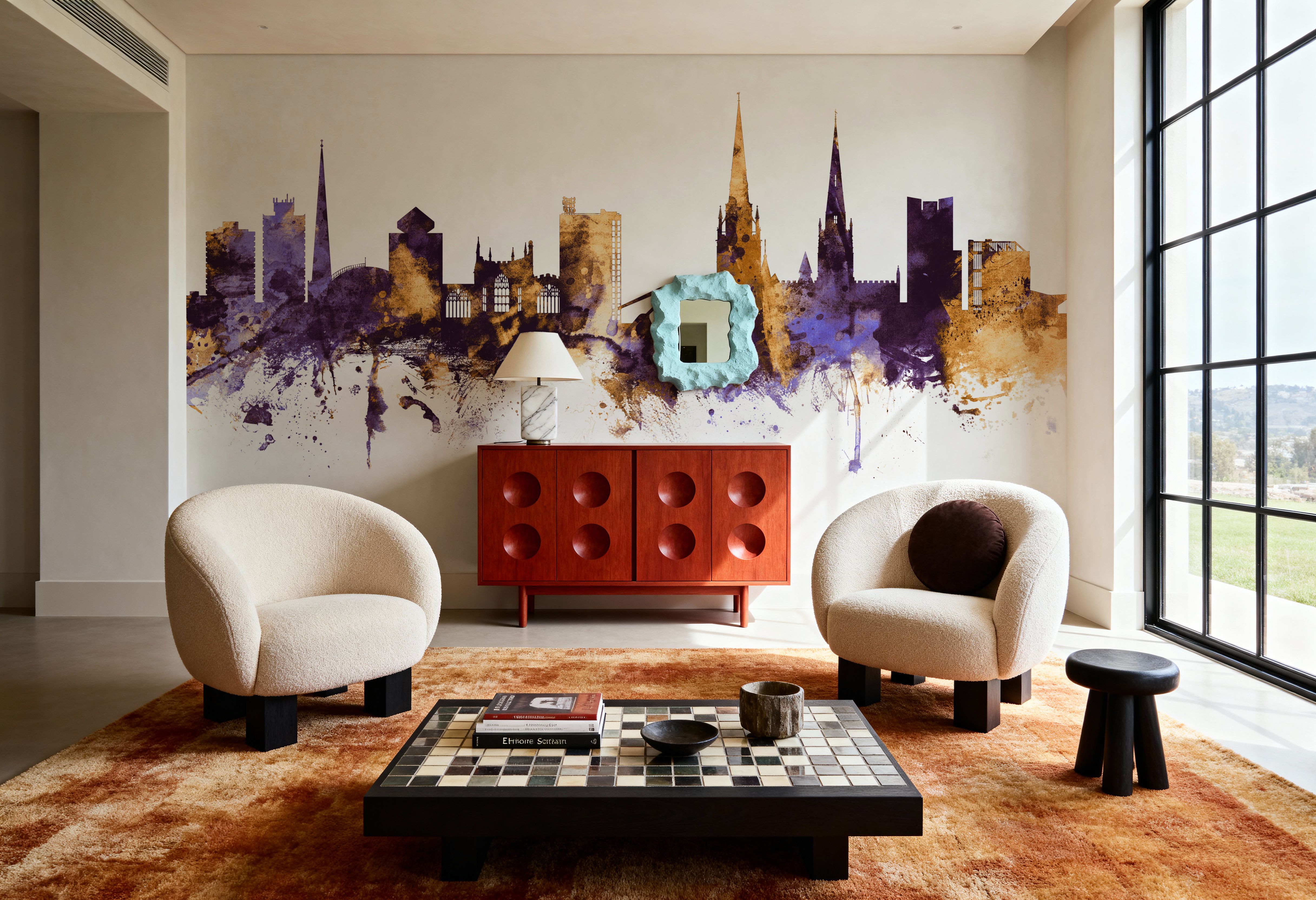 Coventry England Skyline Purple & Gold