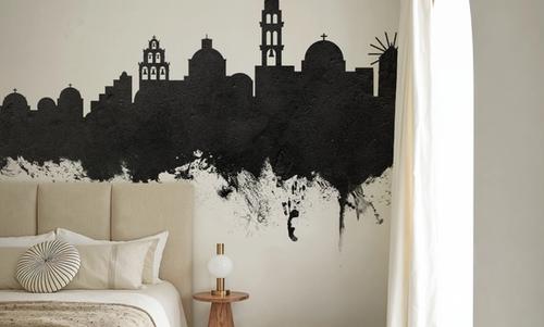 Santorini Skyline Black & White
