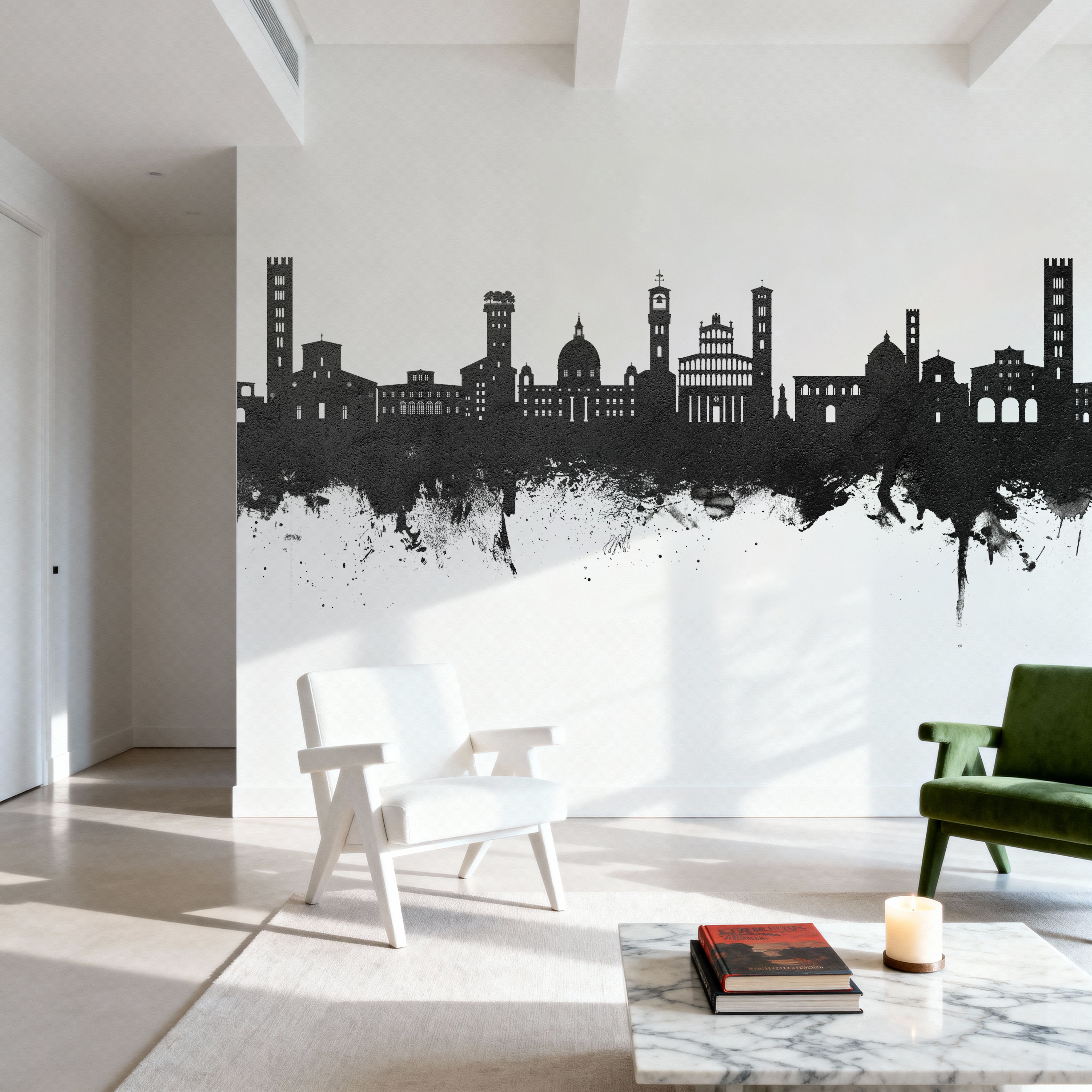 Lucca Italy Skyline Black & White