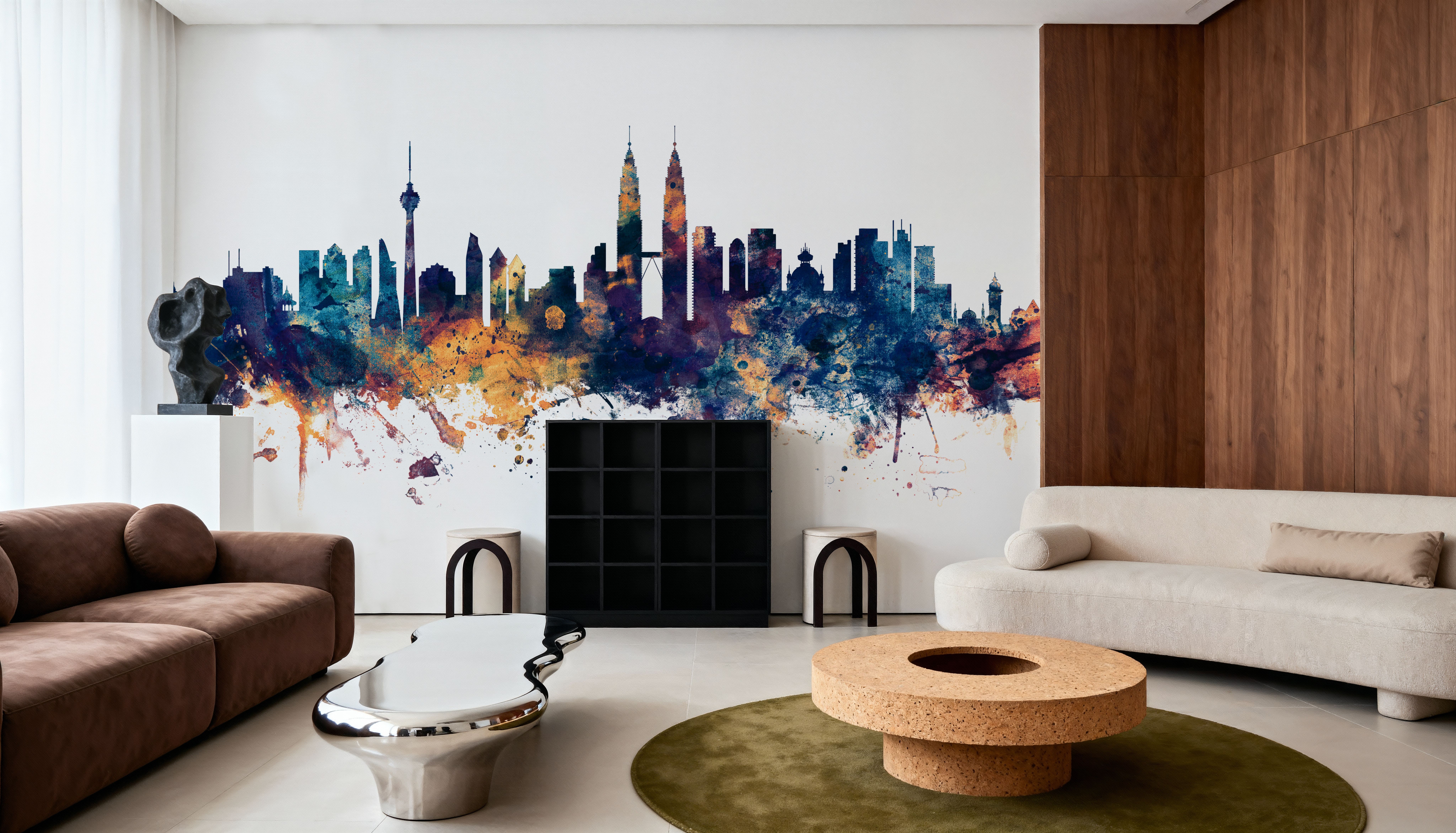 Kuala Lumpur Skyline Blue & Bronze