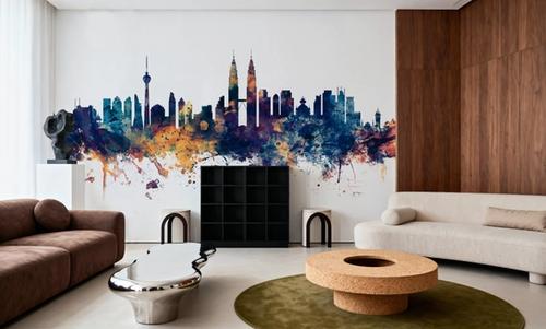 Kuala Lumpur Skyline Blue & Bronze