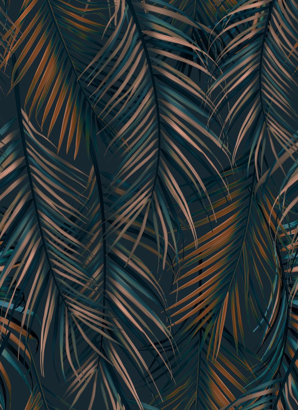 Swaying Palm Leaves, Teal