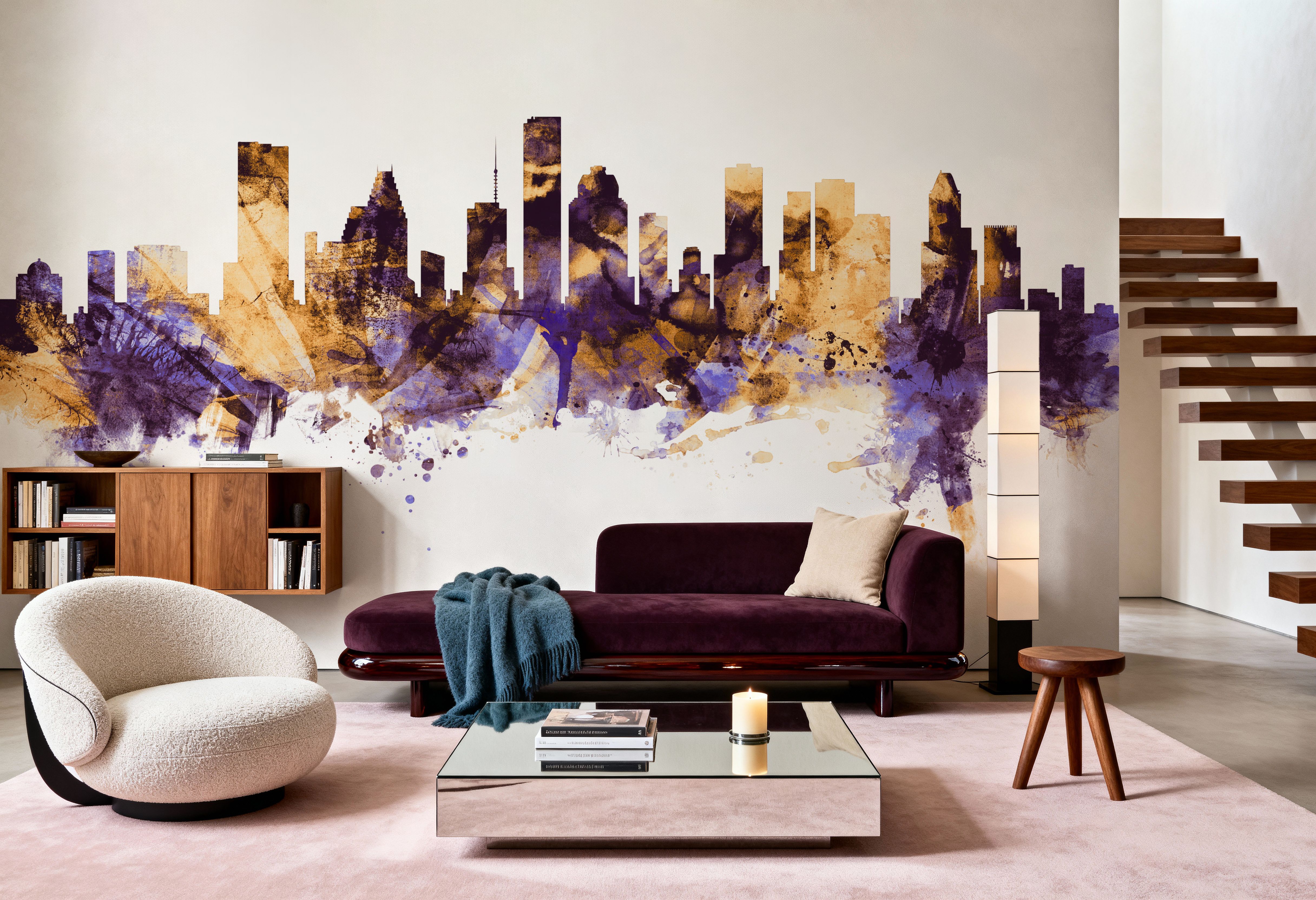 Houston Skyline Purple & Gold