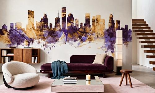 Houston Skyline Purple & Gold