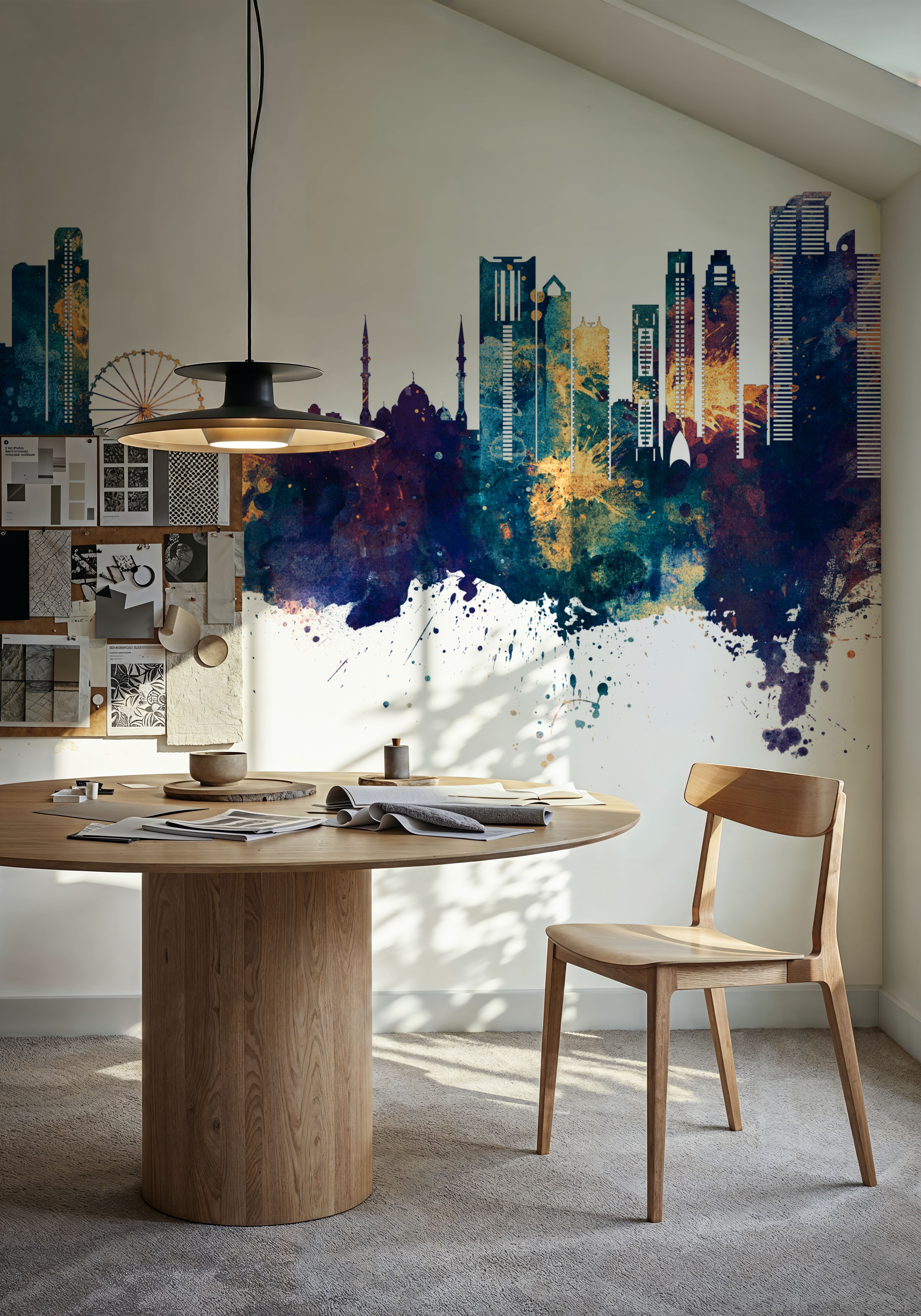 Sharjah Skyline Blue & Bronze