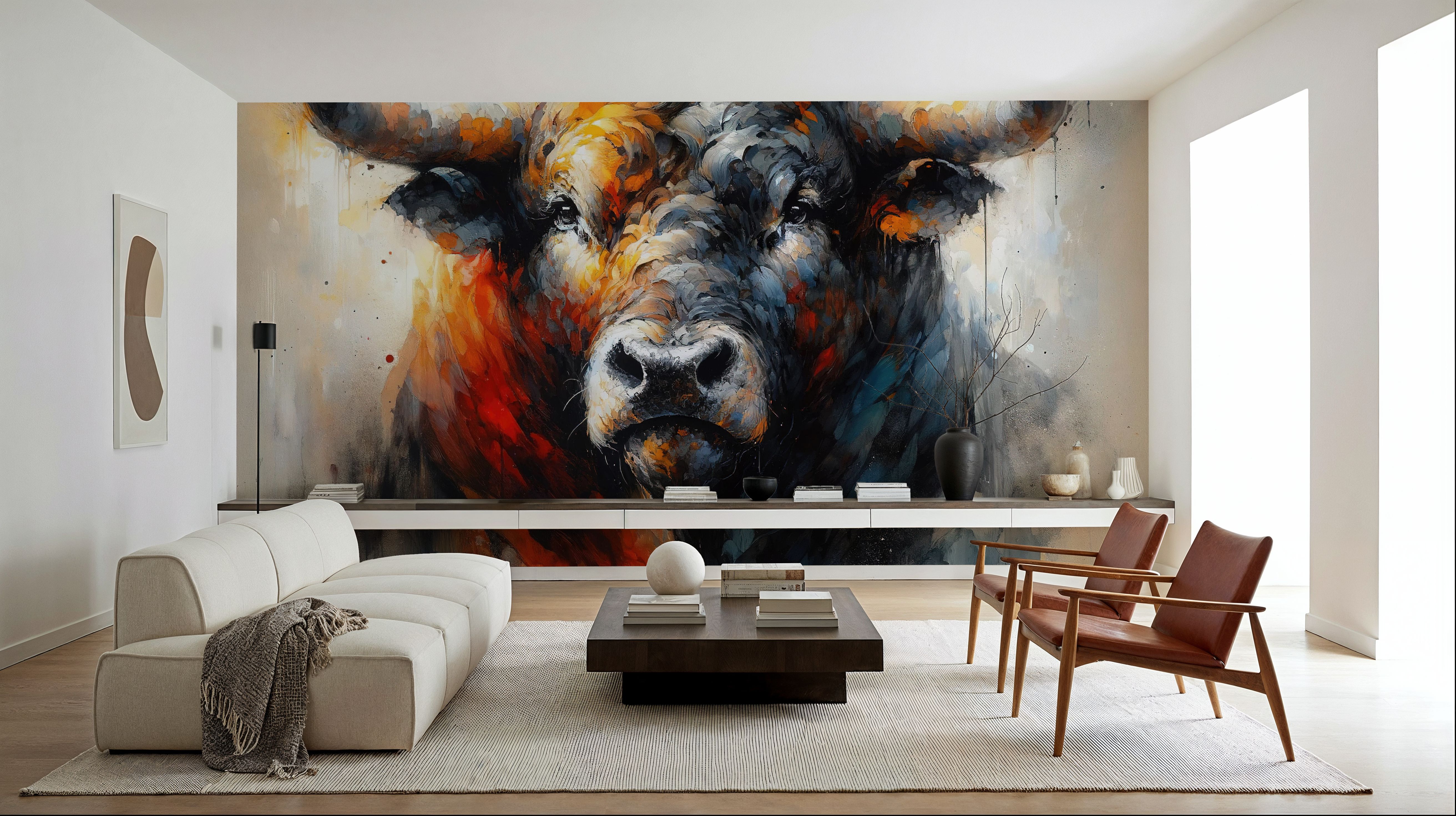 Majestic Bull Aura in Watercolor Shadows