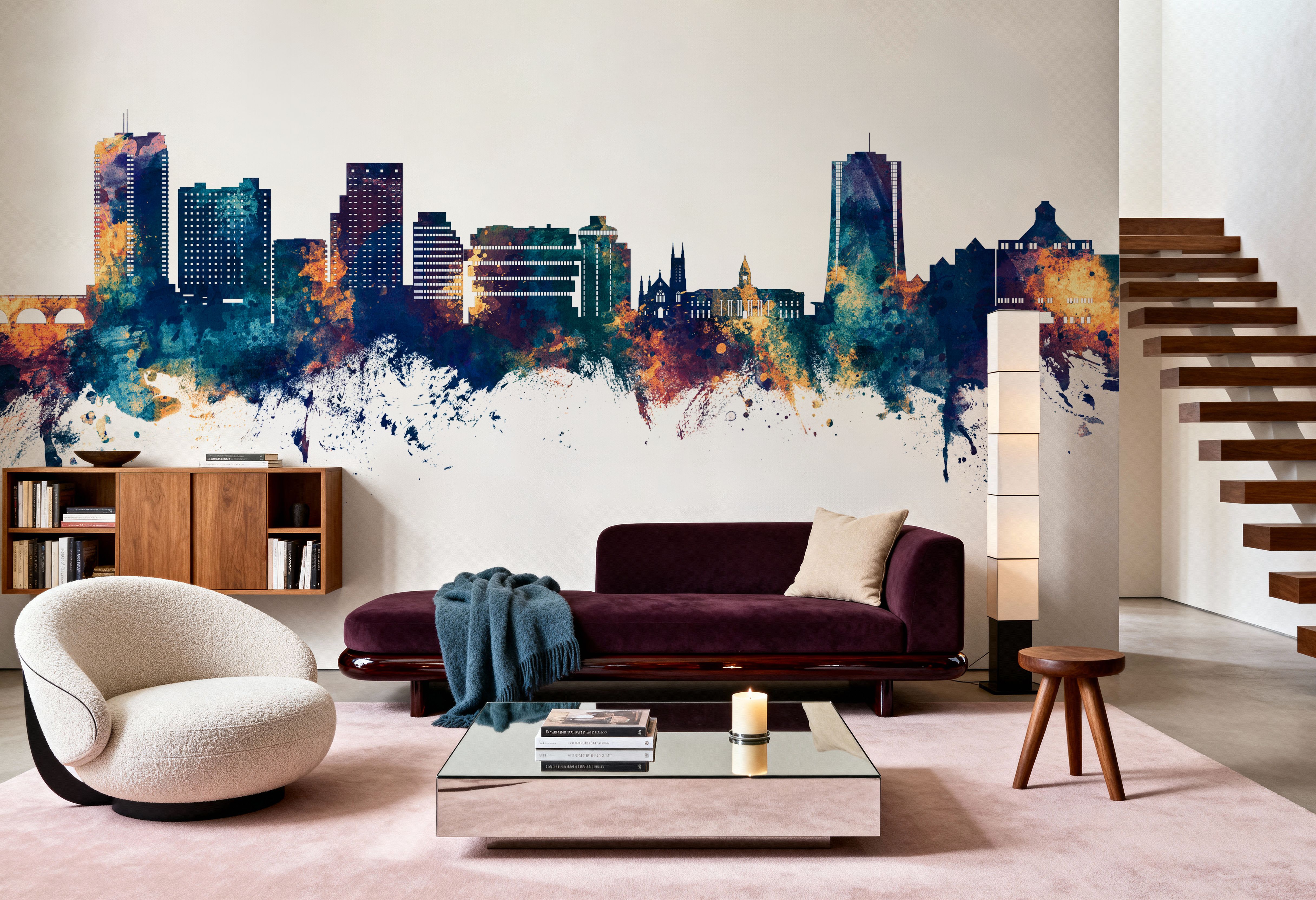 Stamford Connecticut Skyline Blue & Bronze