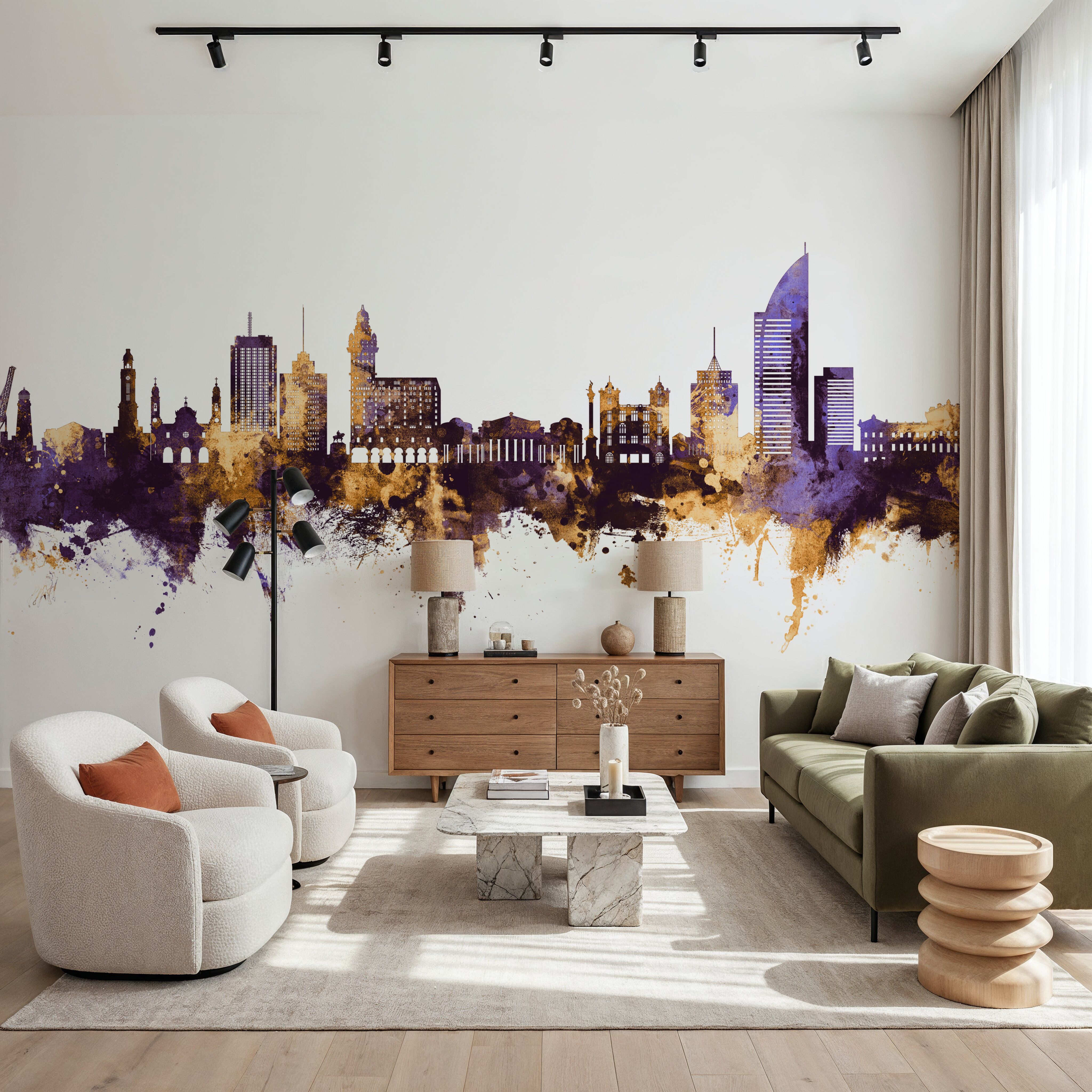 Montevideo Uruguay Skyline Purple & Gold