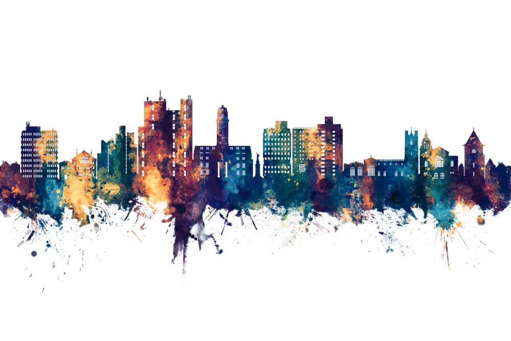 Luton England Skyline Blue & Bronze