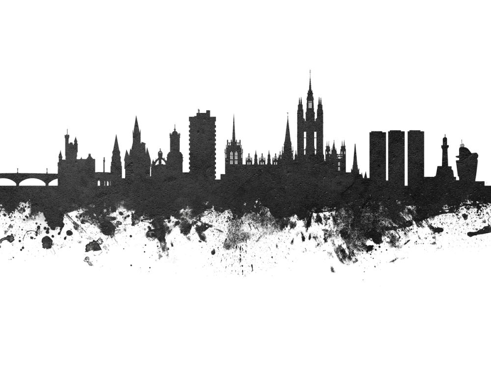 Aberdeen Scotland Skyline Black & White