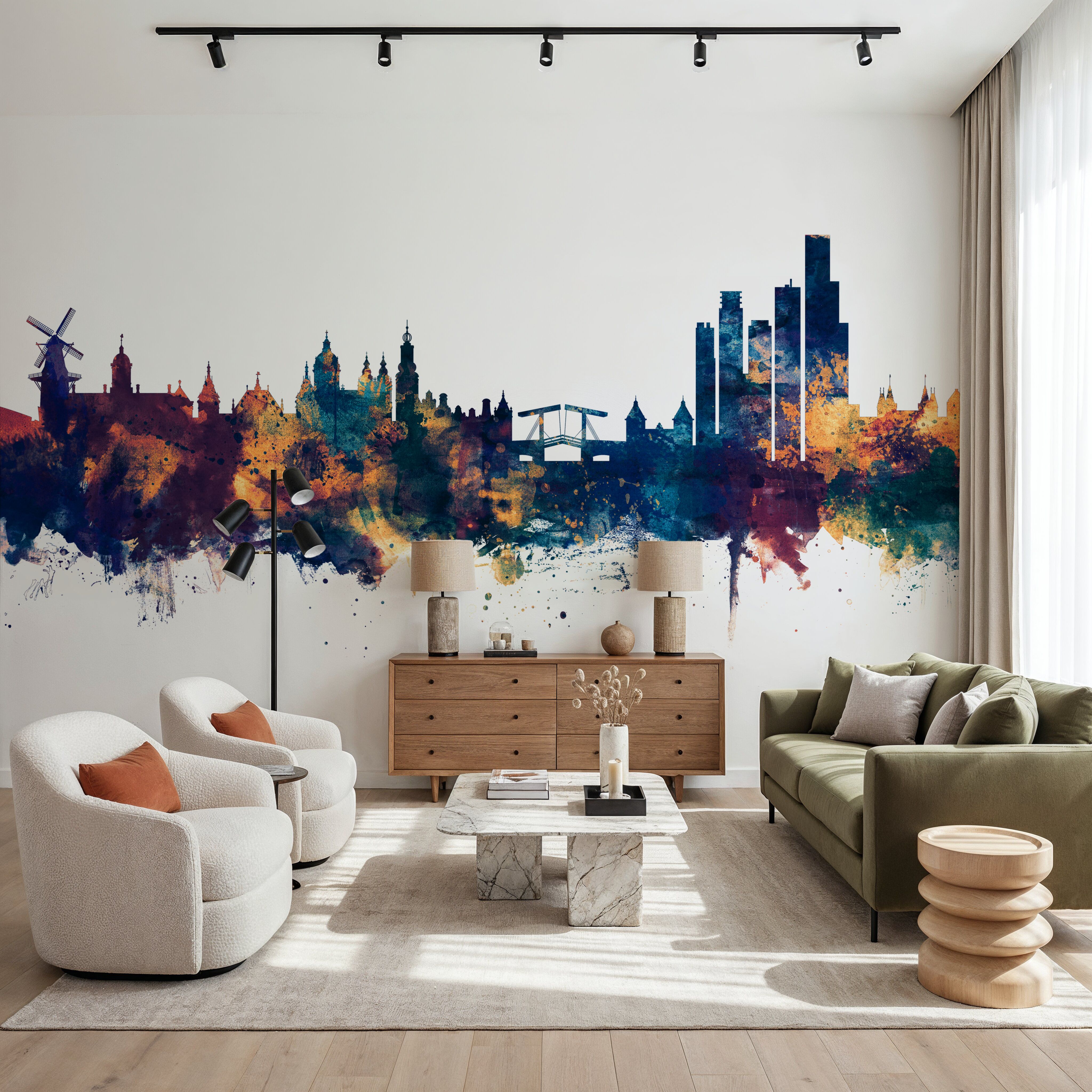 Amsterdam Skyline Blue & Bronze