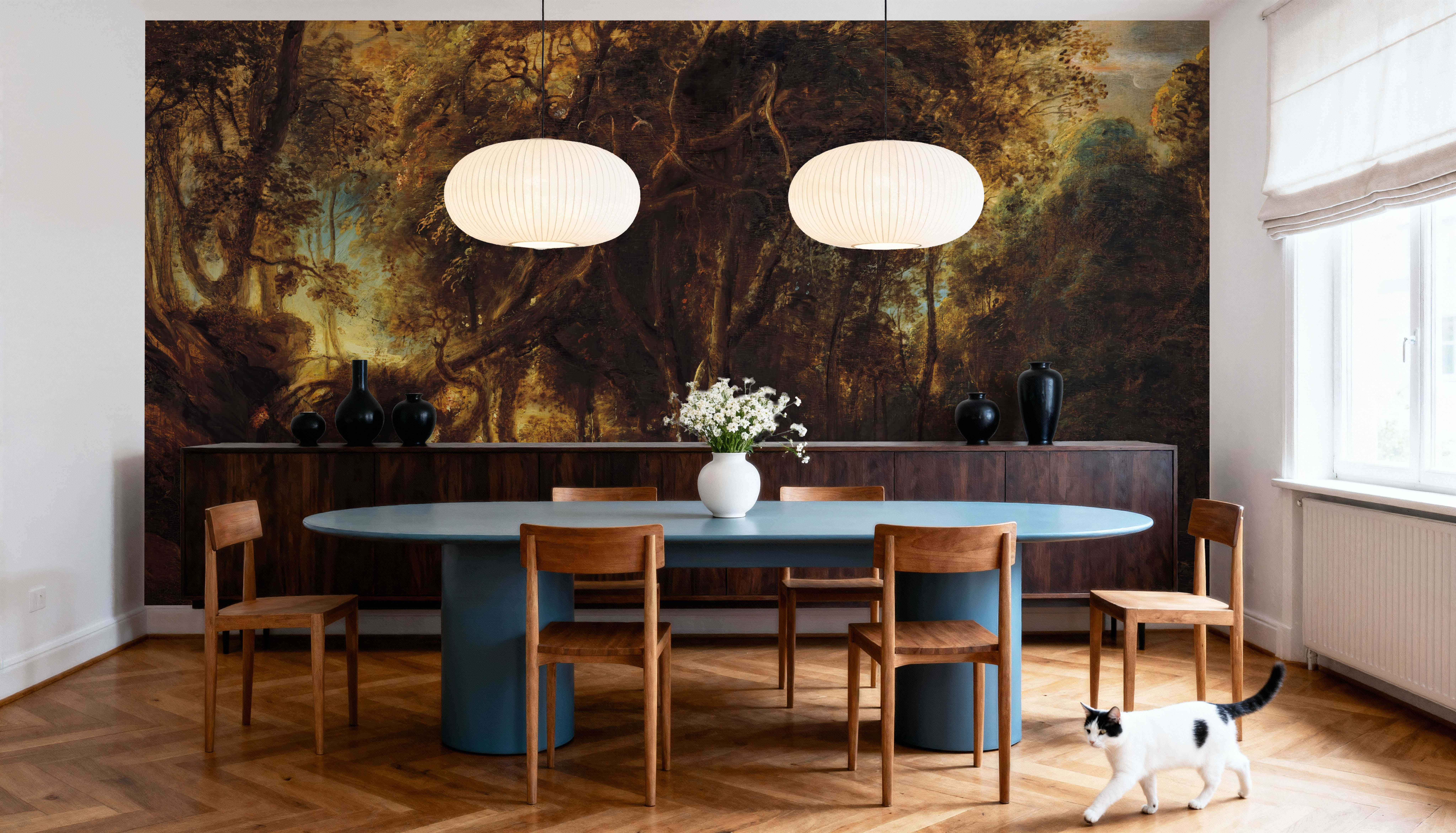 A Forest at Dawn with a Deer Hunt