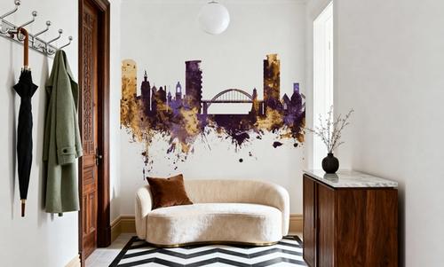 Sunderland England Skyline Purple & Gold
