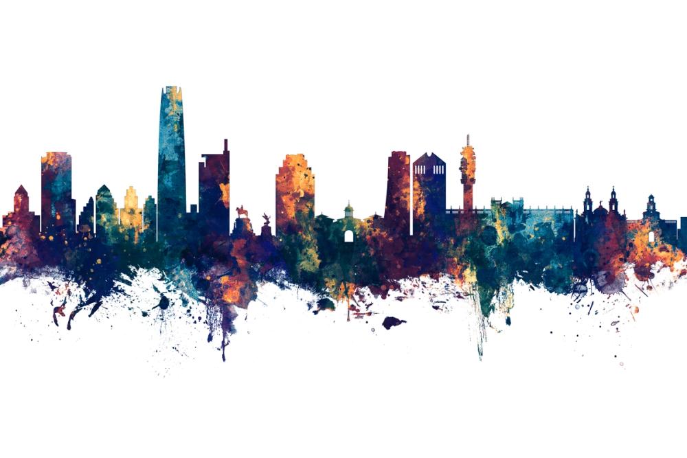 Santiago de Chile Skyline Blue & Bronze