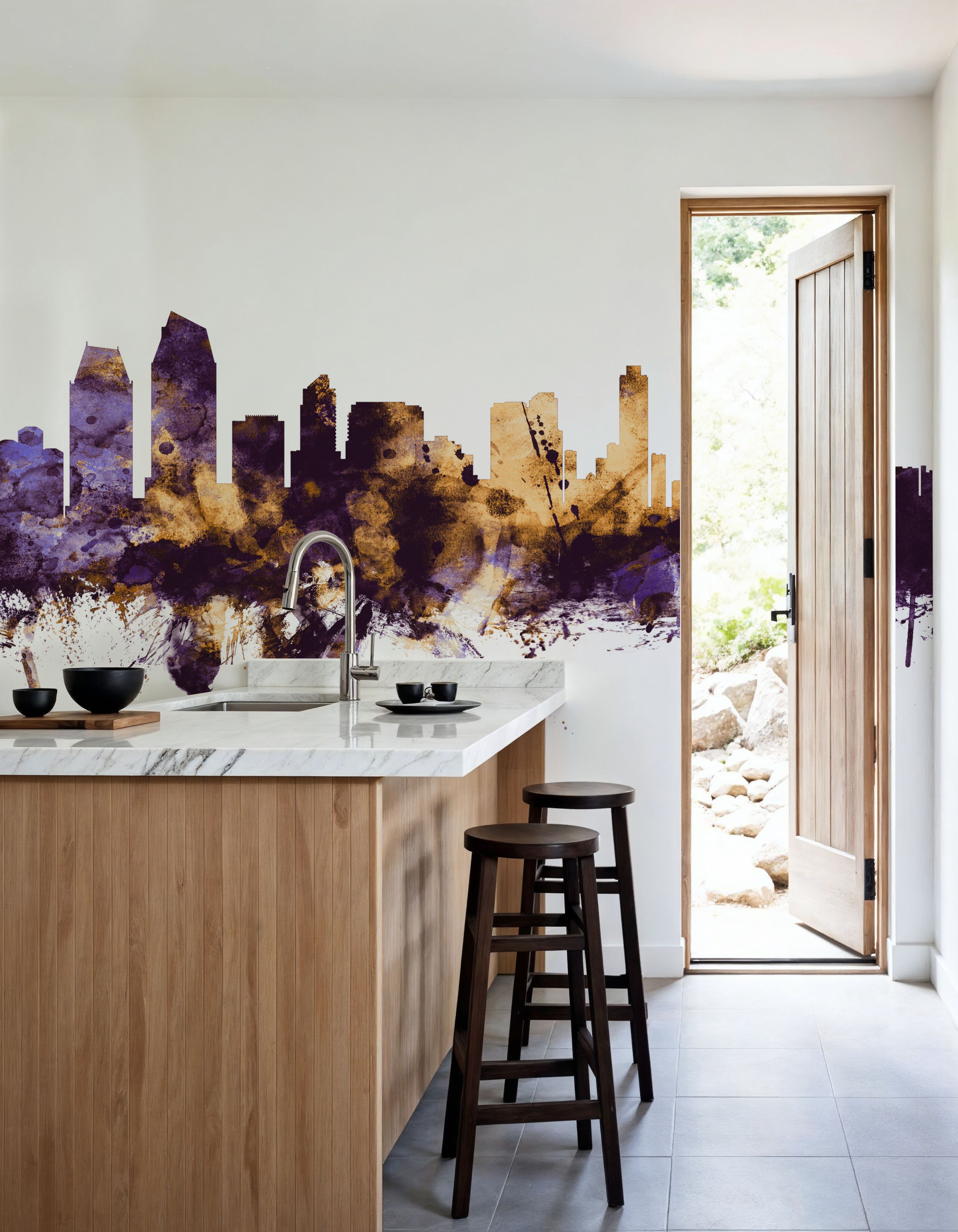 San Diego California Skyline Purple & Gold