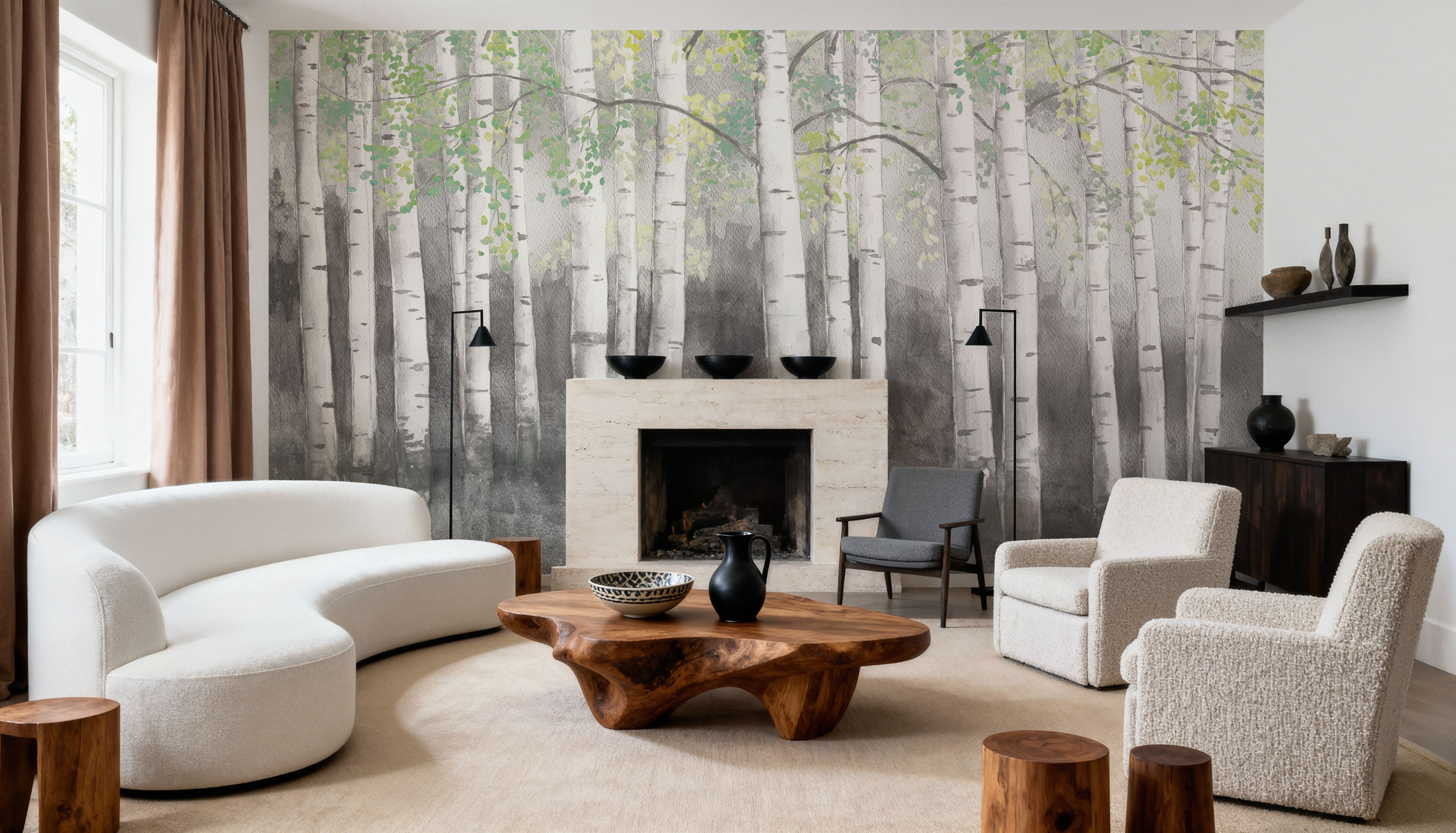 Soft Birches Charcoal