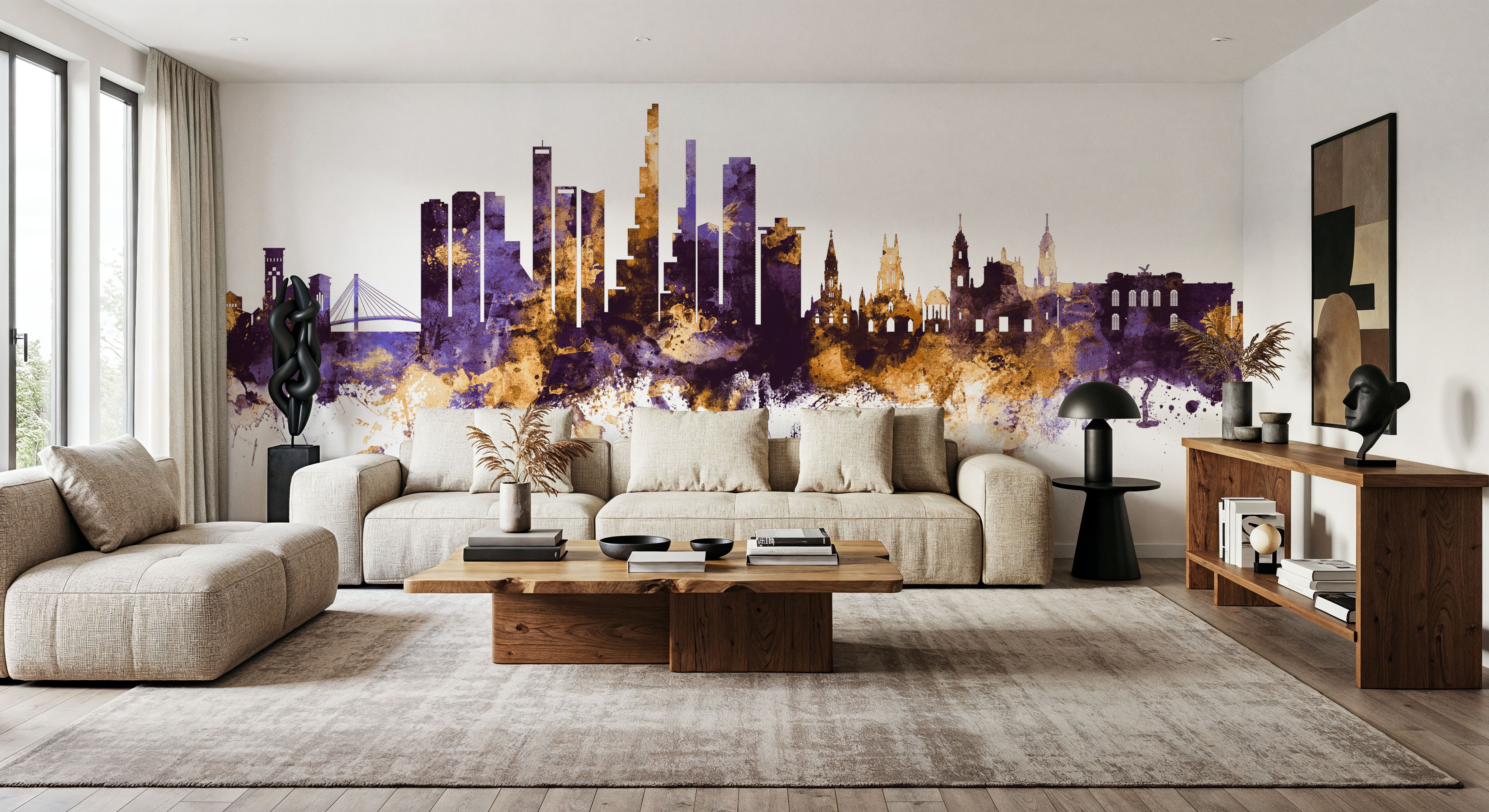 Bogotá Colombia Skyline Purple & Gold, Papel pintado