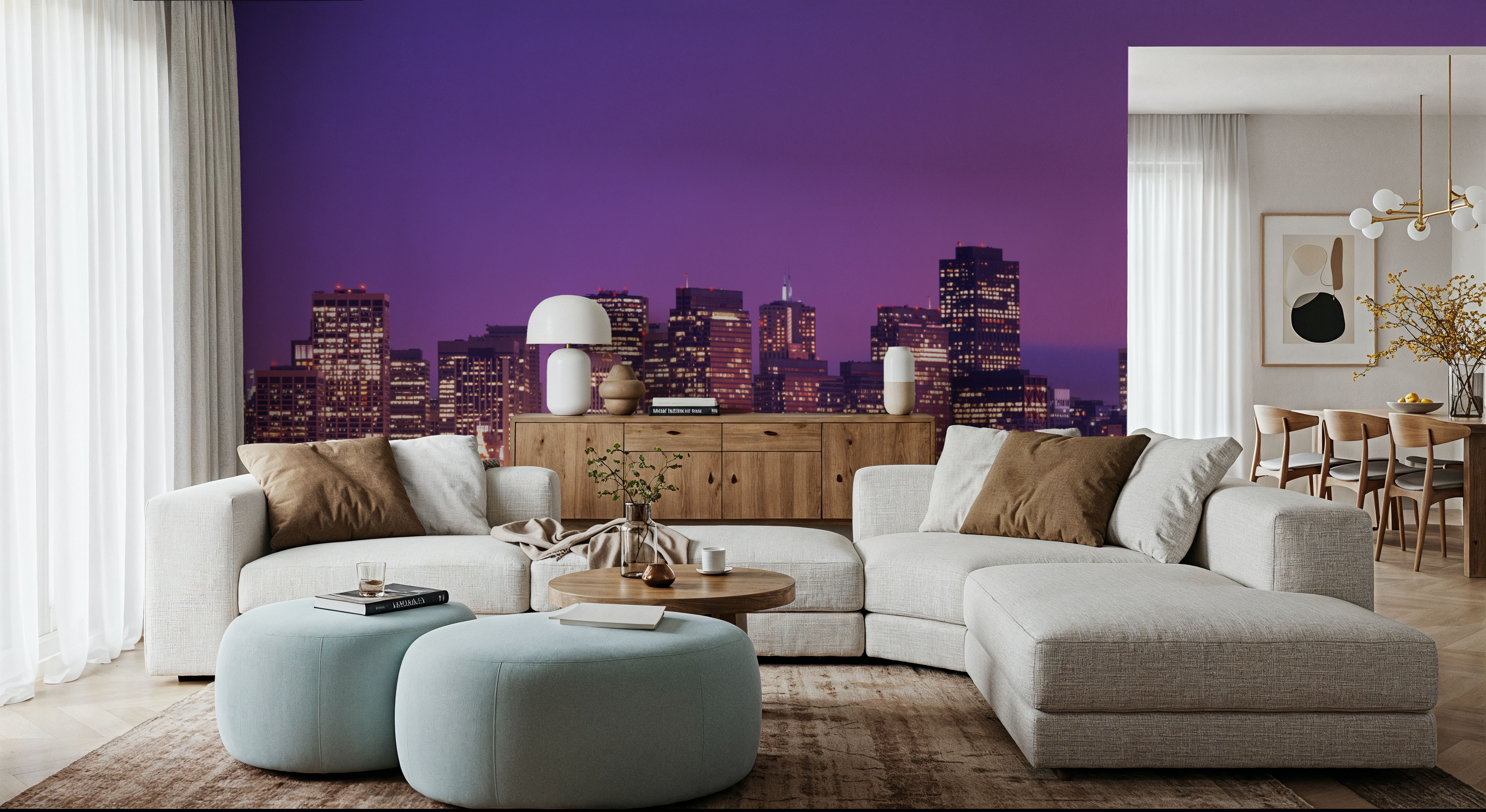 Pink Gradient Twilight Metropolis, Wallpaper