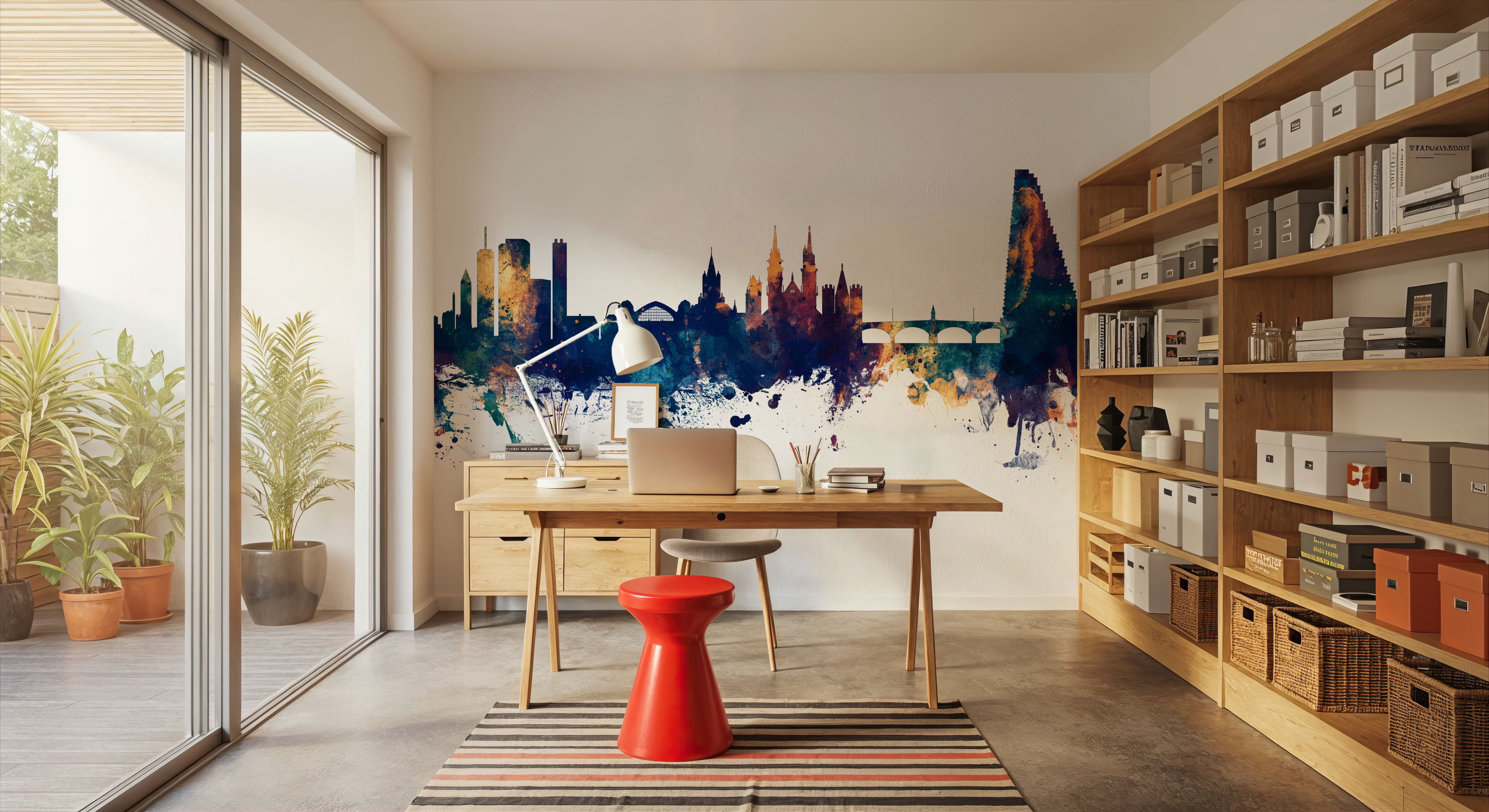 Basel Switzerland Skyline Blue & Bronze, Carte da parati