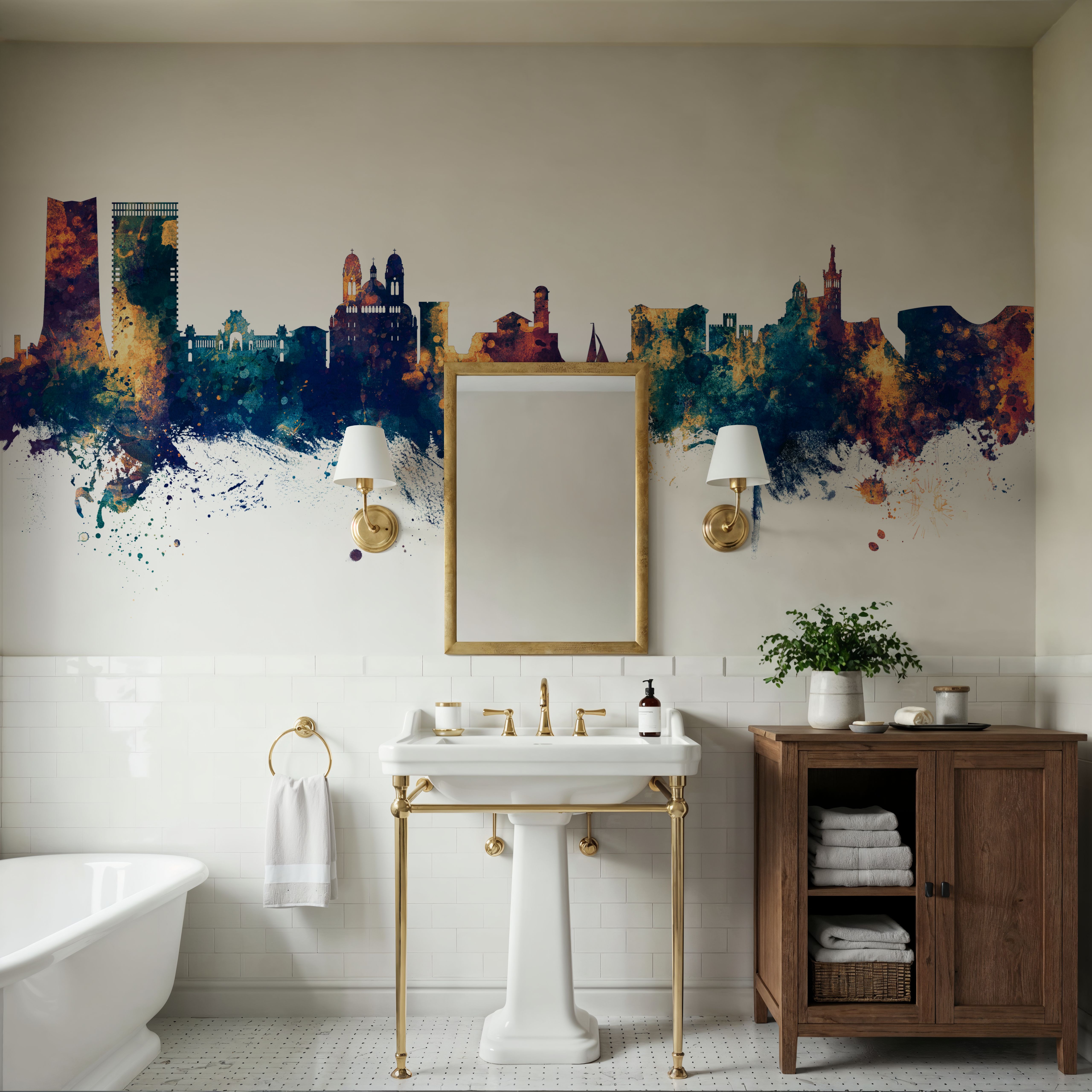 Marseille France Skyline Blue & Bronze