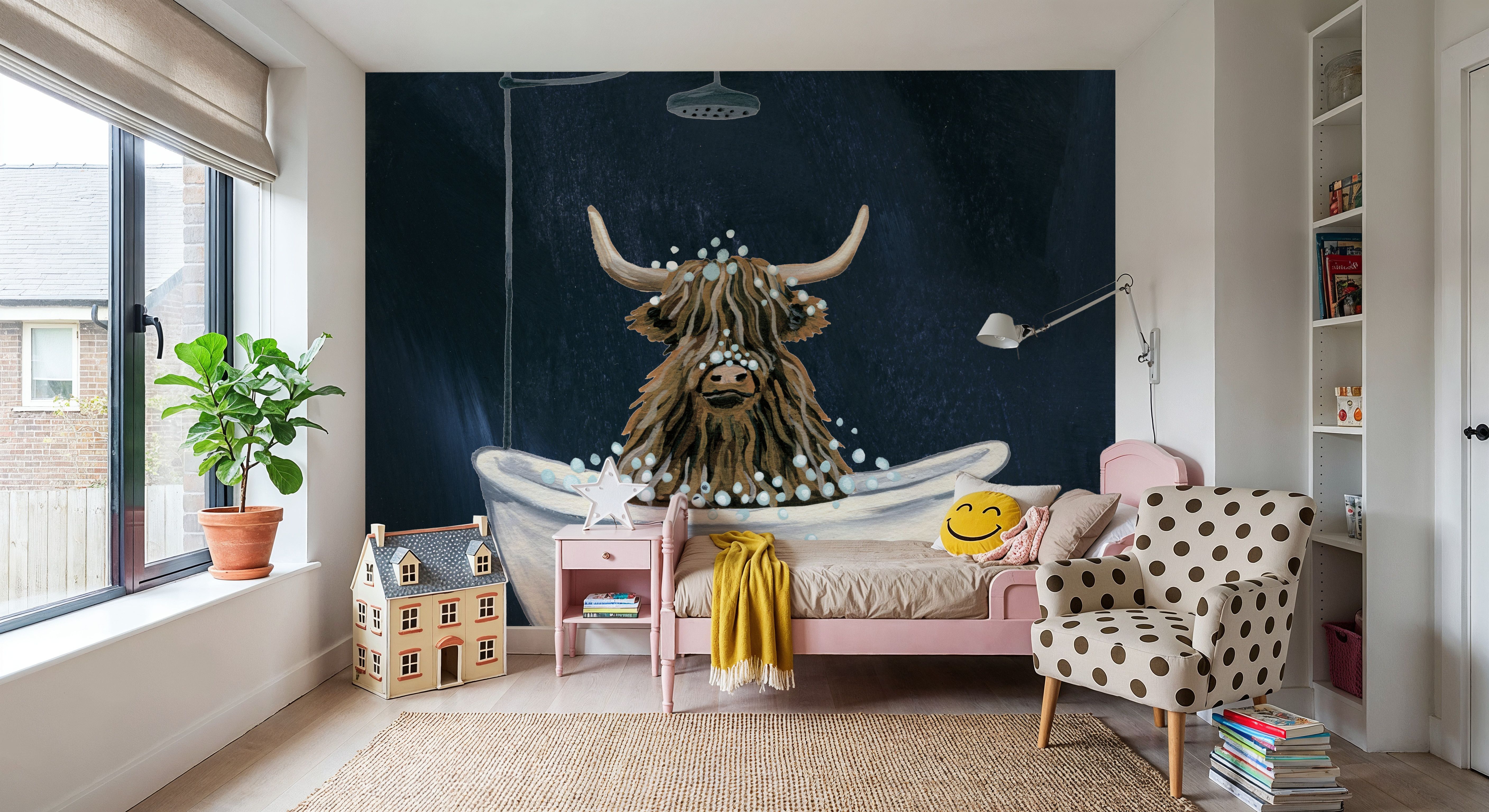 Highland Cow in Tub Texture Light