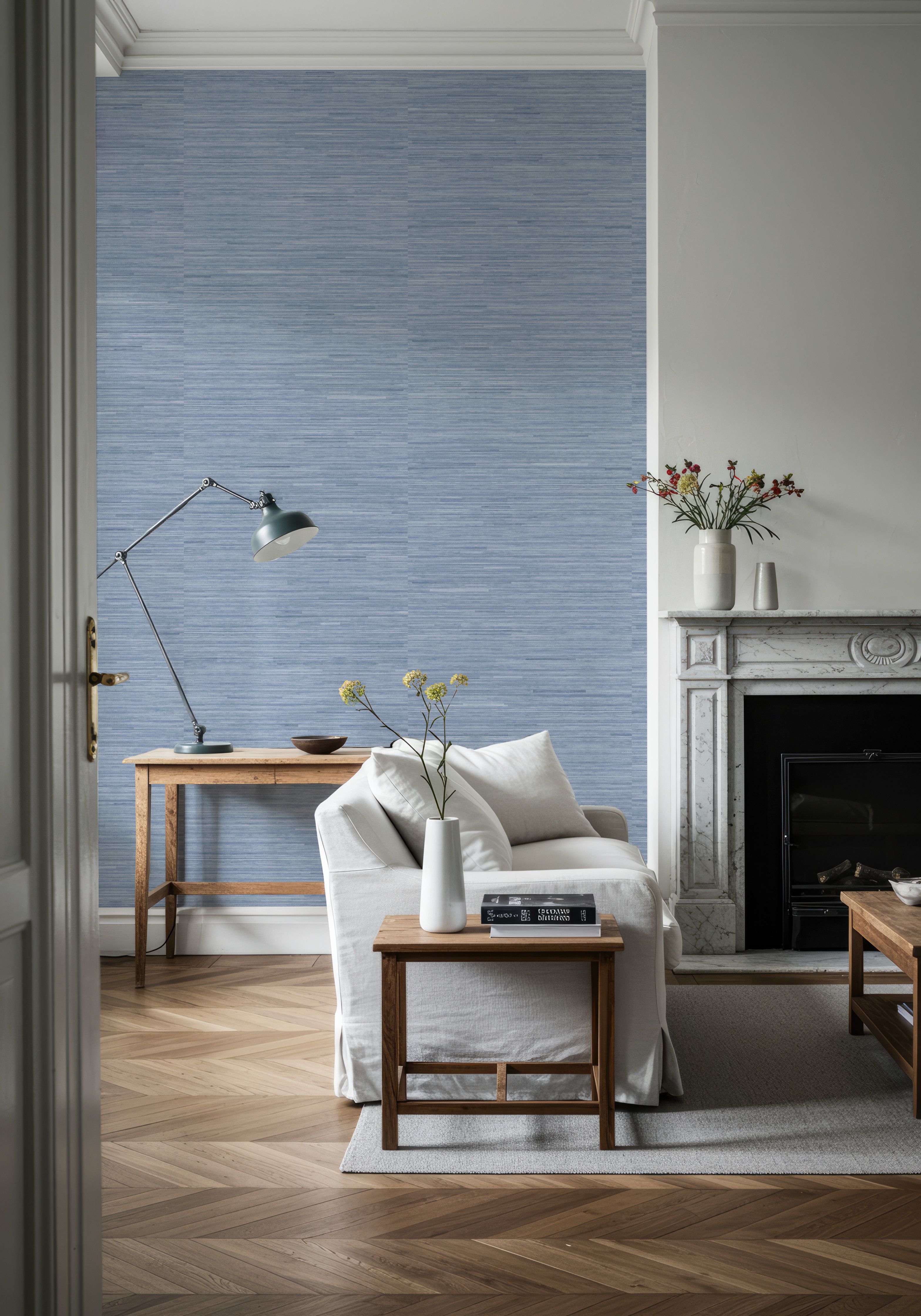 Faux Grasscloth with Visible Seams, Sky
