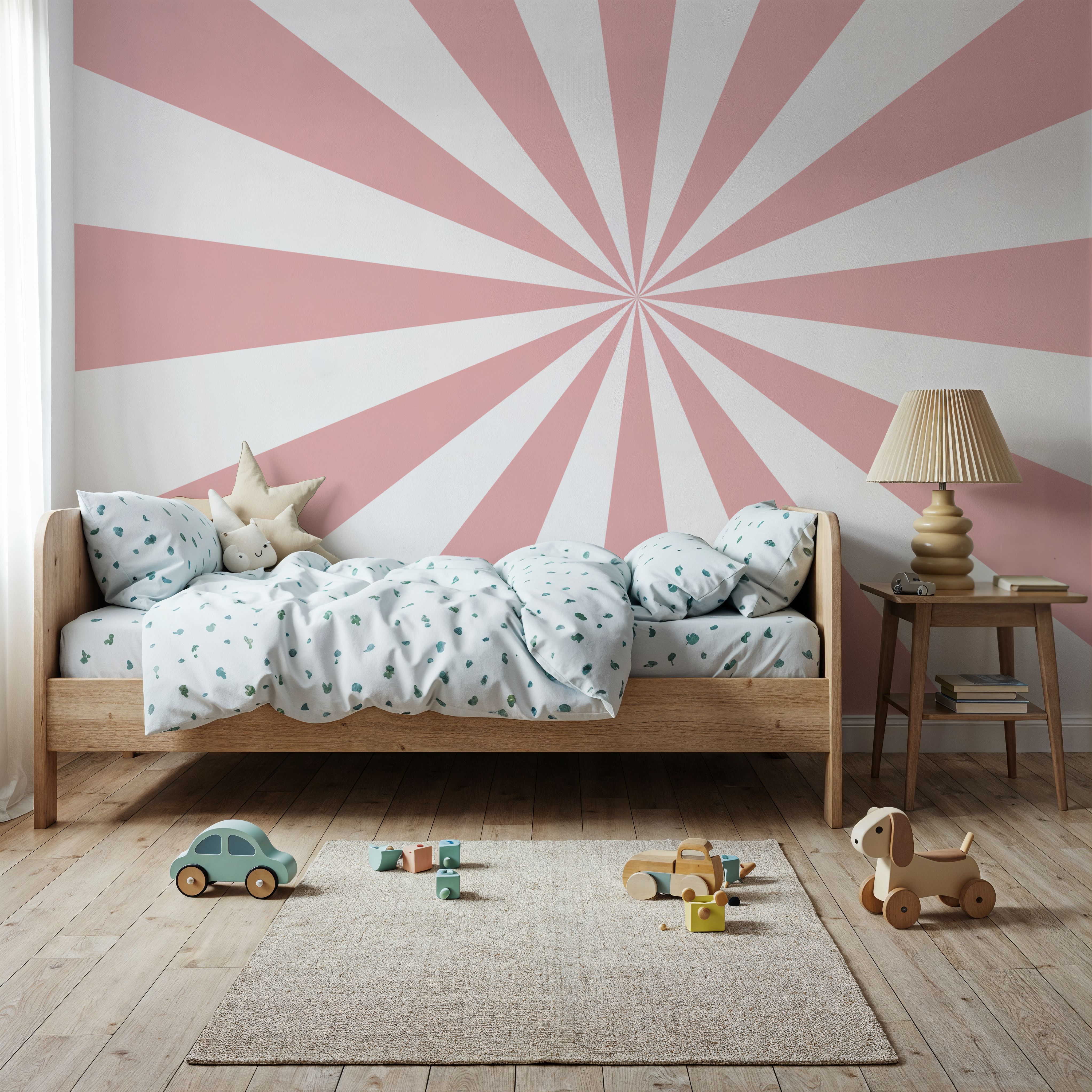 Wall Mural - Circus Ceiling, Pink - Pop Triangles mural wallpaper - Pink - Kids' Room - Wallism US - Premium, Textured or Peel & Stick