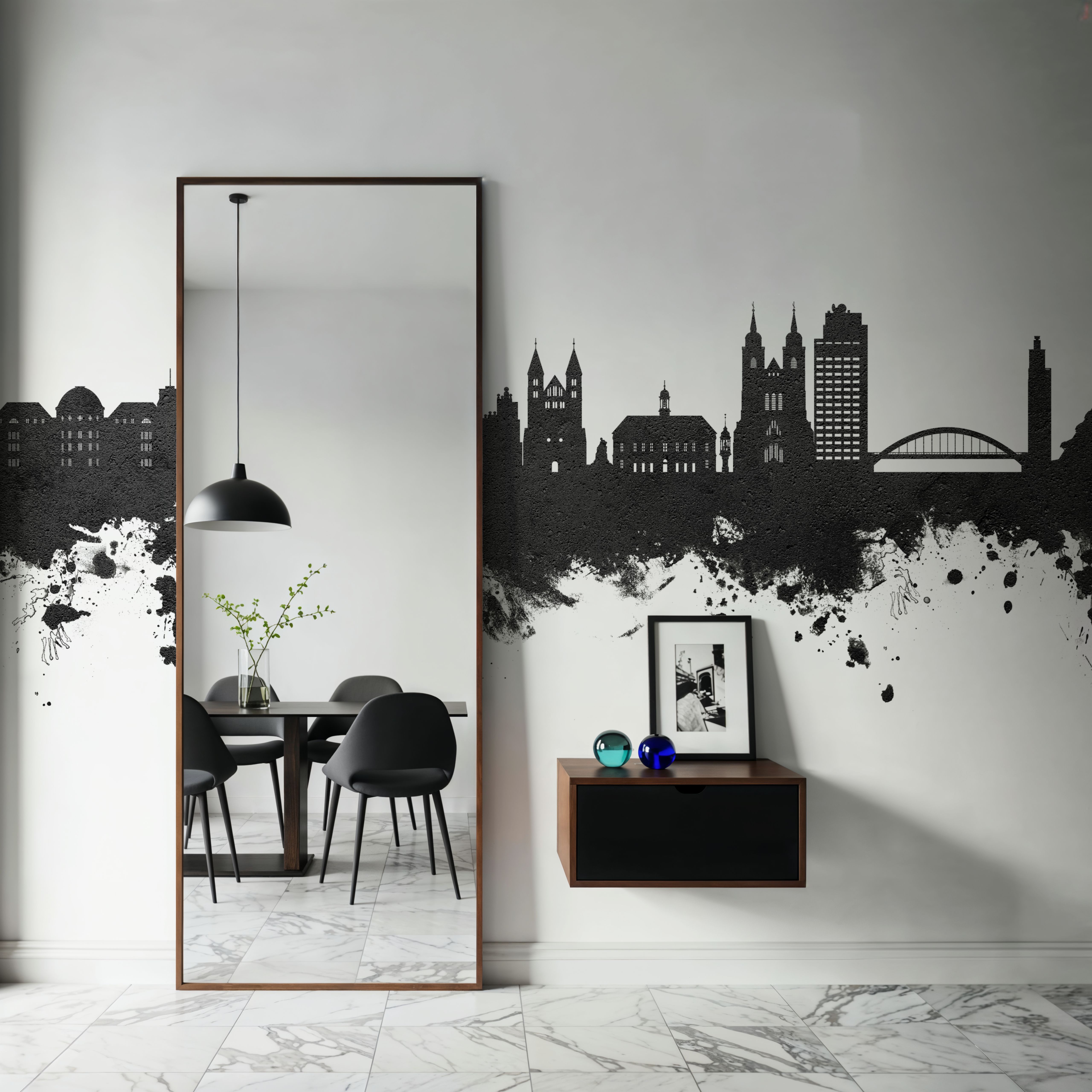 Magdeburg Germany Skyline Black & White