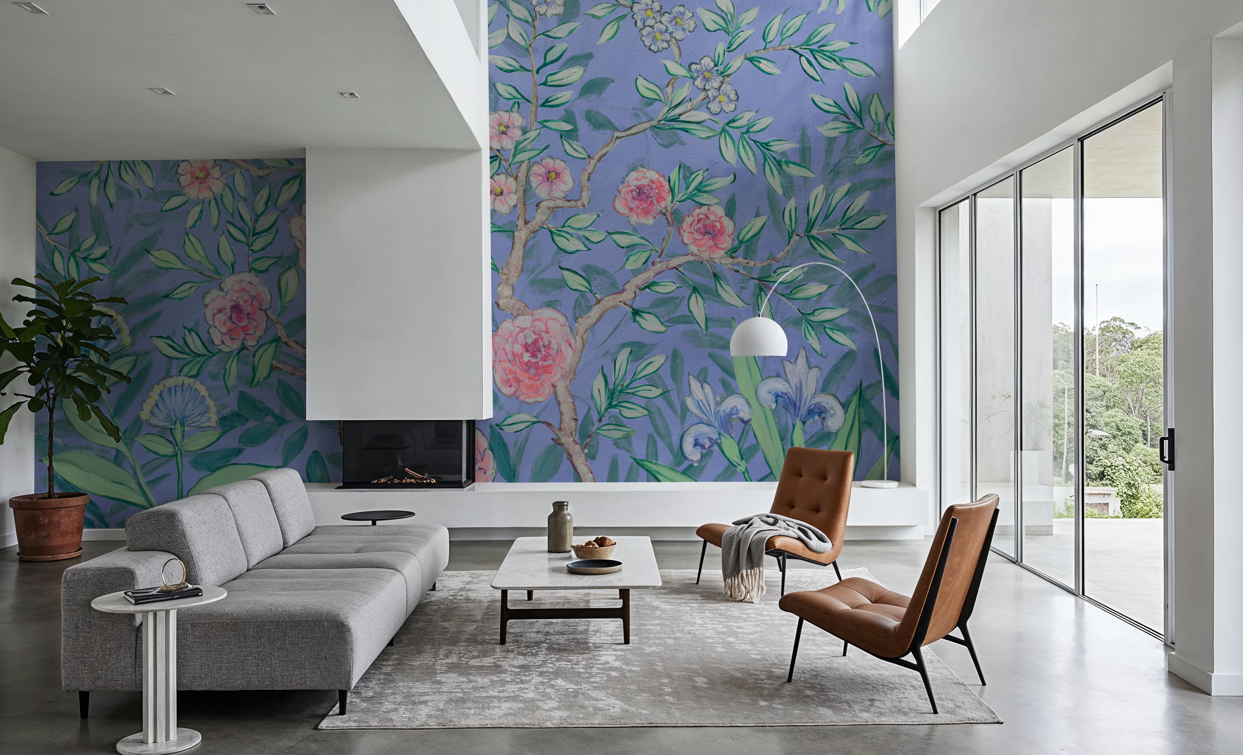 French Garden Blue, Wallpaper