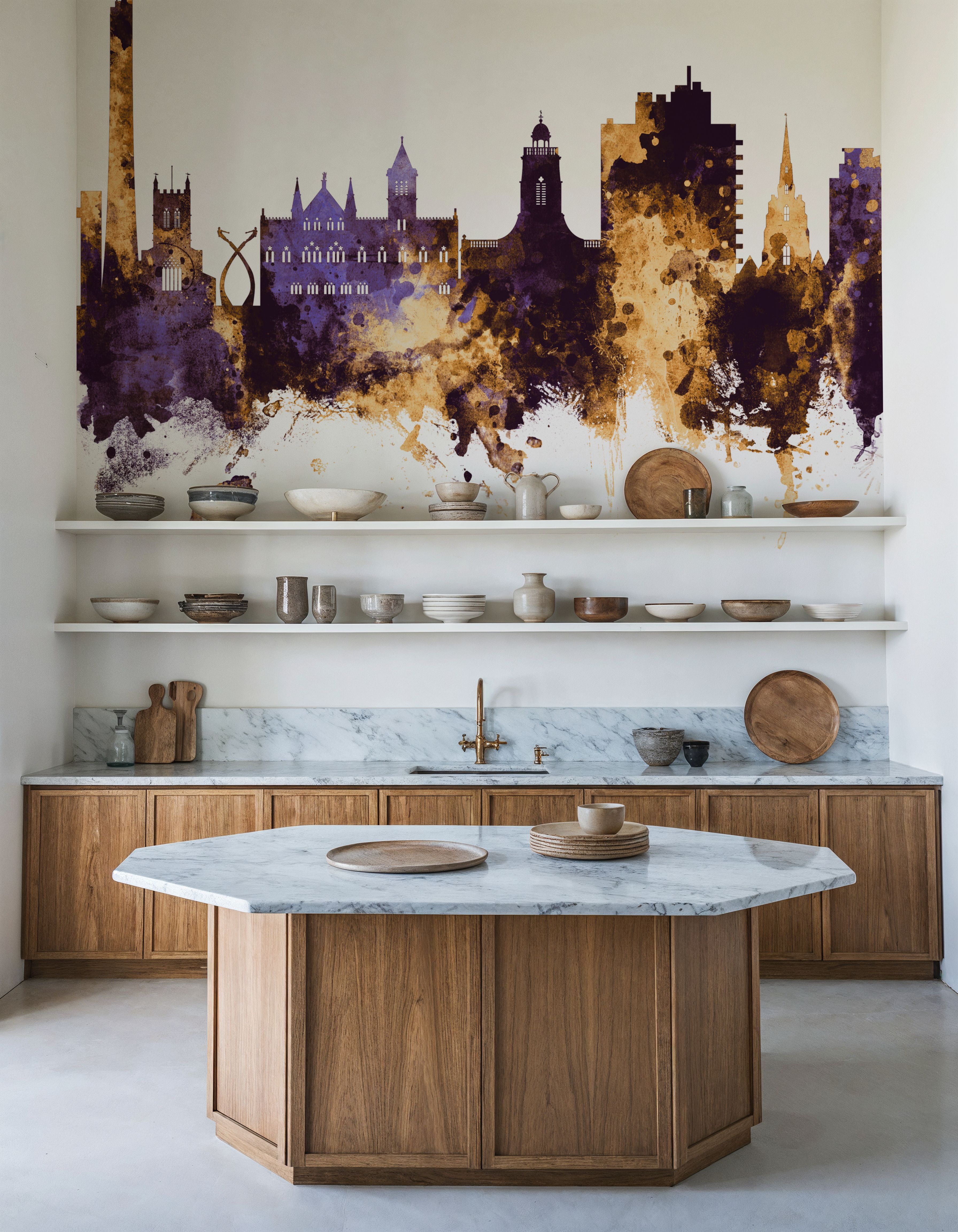 Northampton England Skyline Purple & Gold