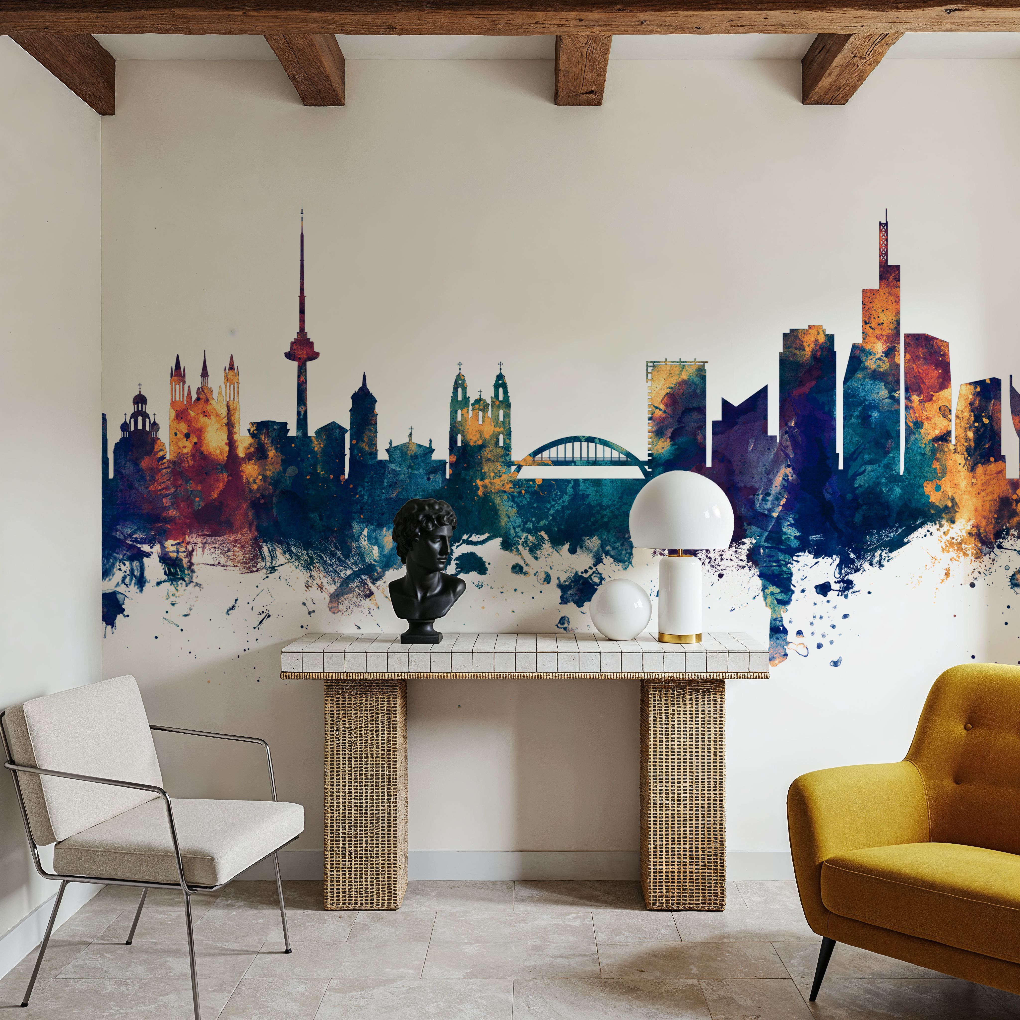 Vilnius Lithuania Skyline Blue & Bronze