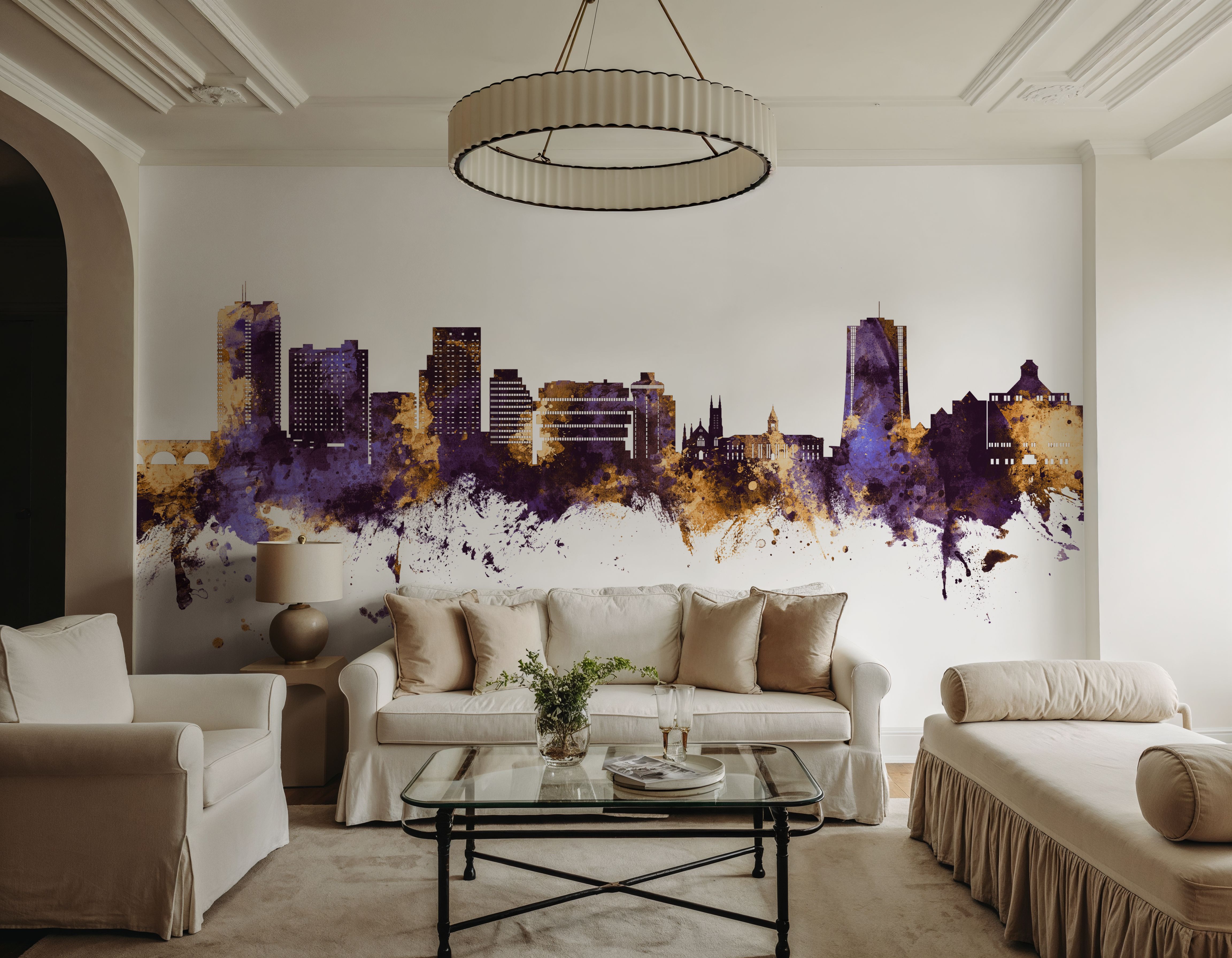 Stamford Connecticut Skyline Purple & Gold