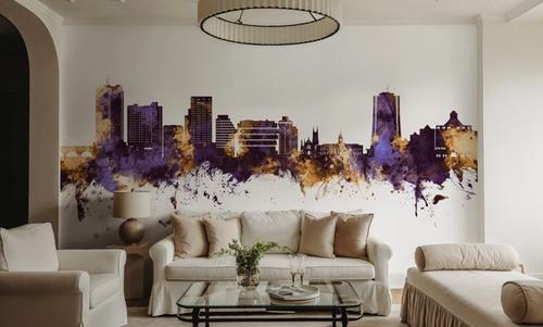 Stamford Connecticut Skyline Purple & Gold