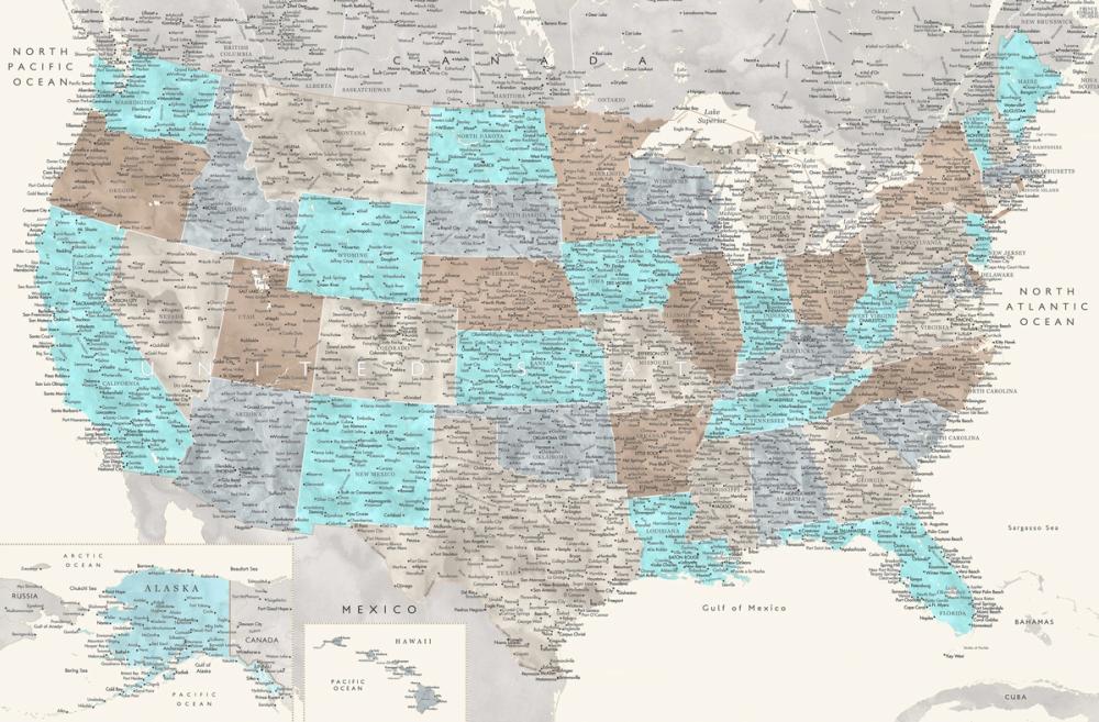US Map Detailed - Romy