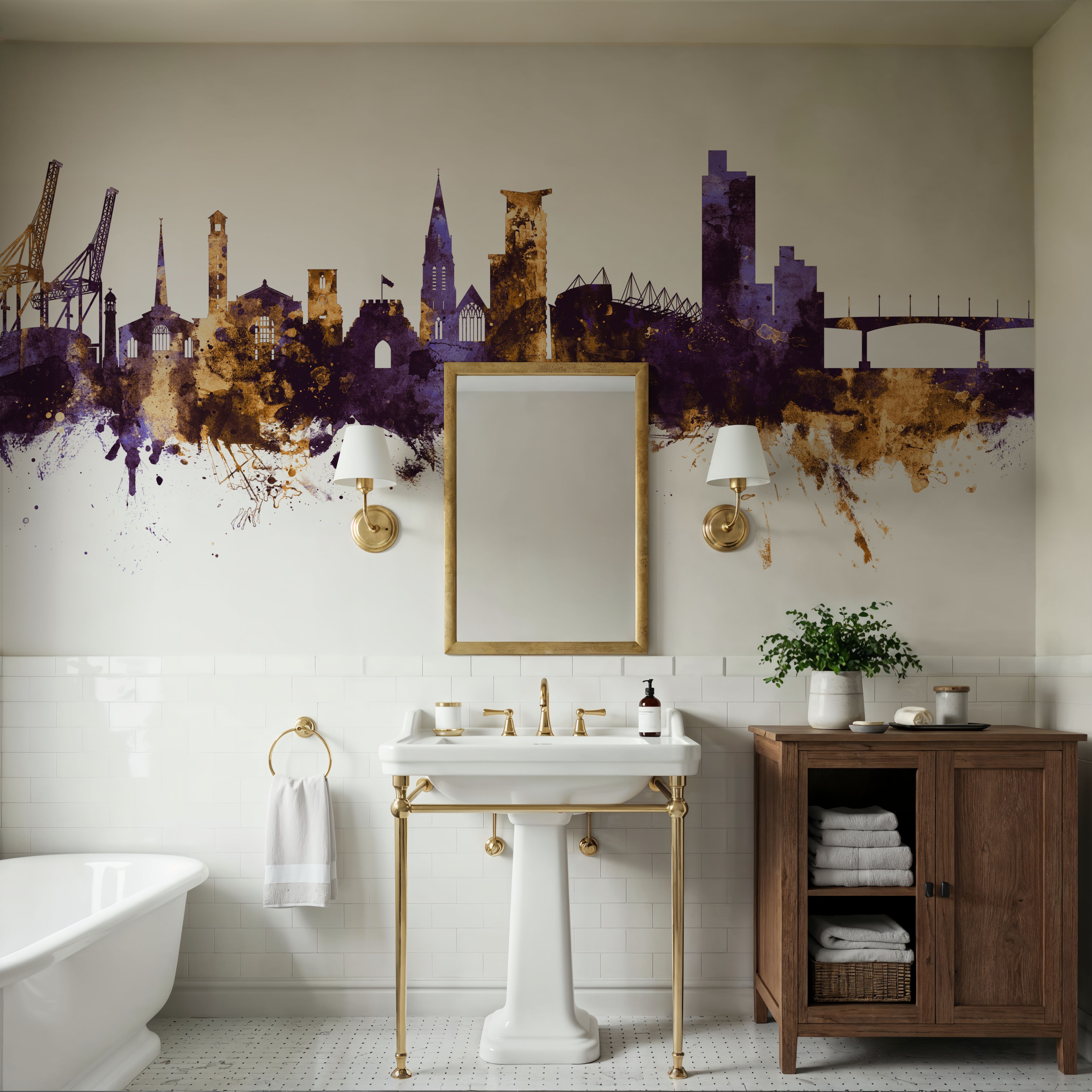 Southampton England Skyline Purple & Gold