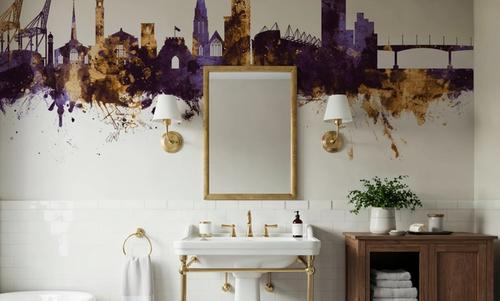 Southampton England Skyline Purple & Gold