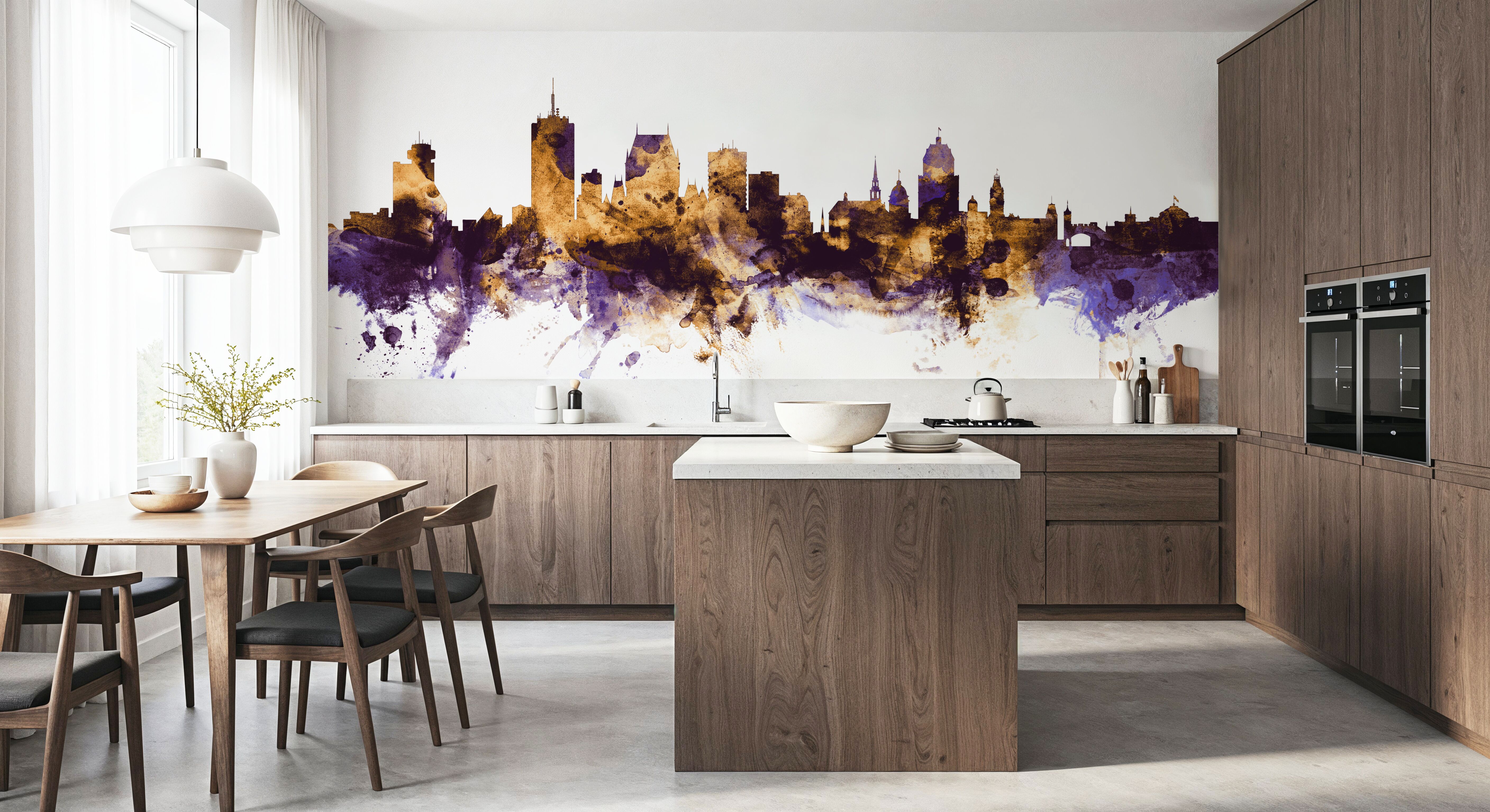 Quebec Canada Skyline Purple & Gold