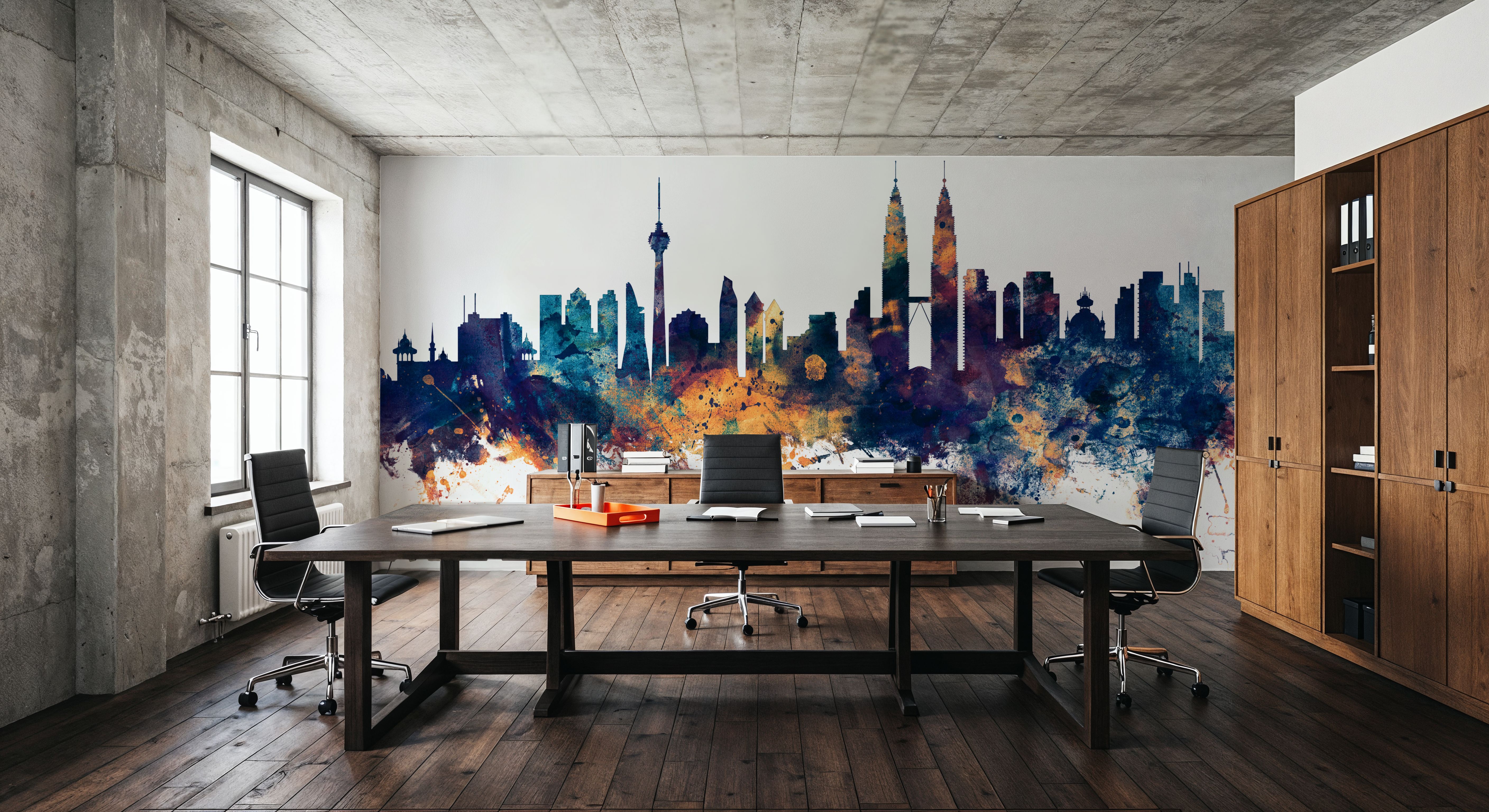 Kuala Lumpur Skyline Blue & Bronze