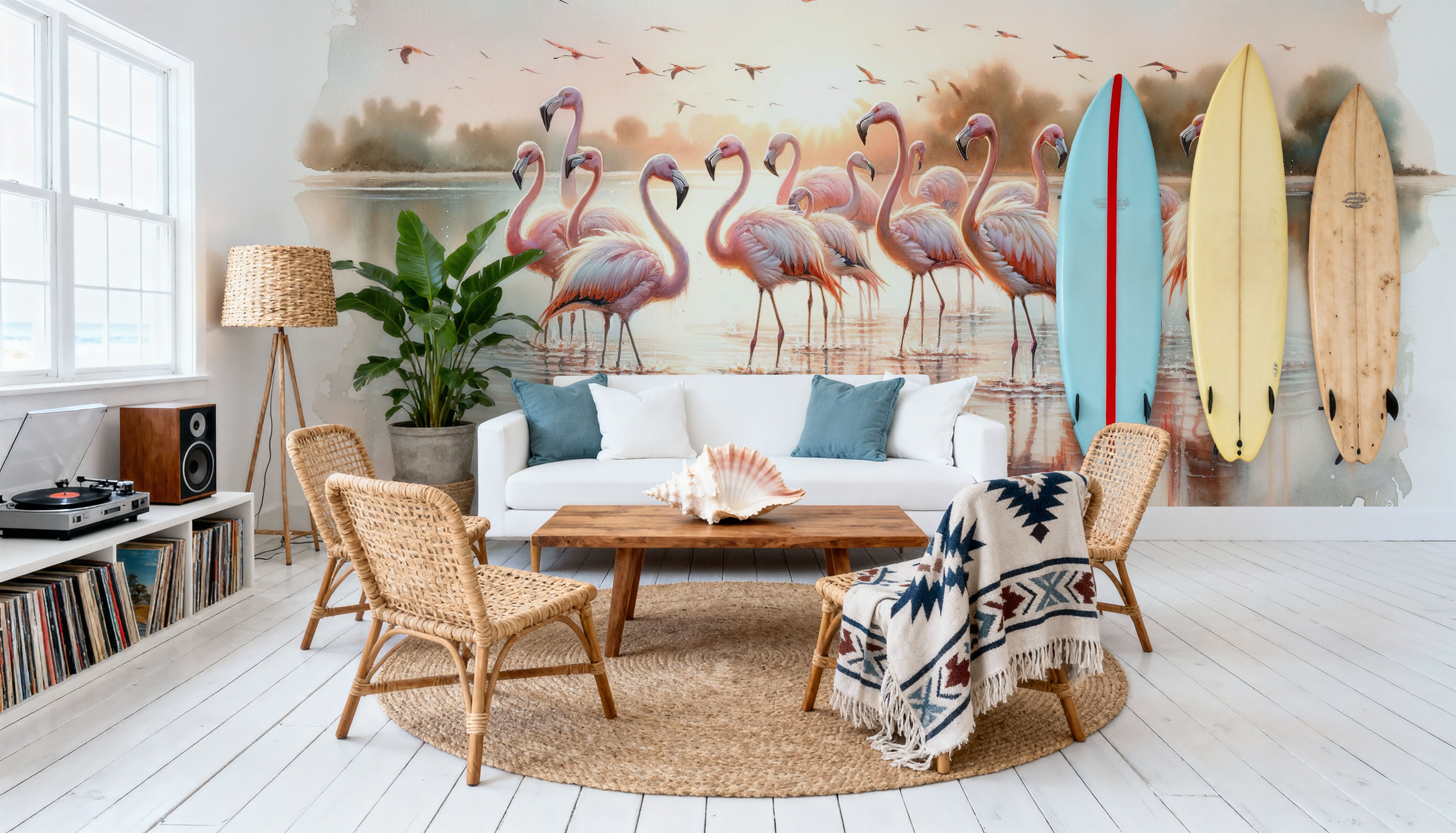 Flamingo Sunrise, Wallpaper