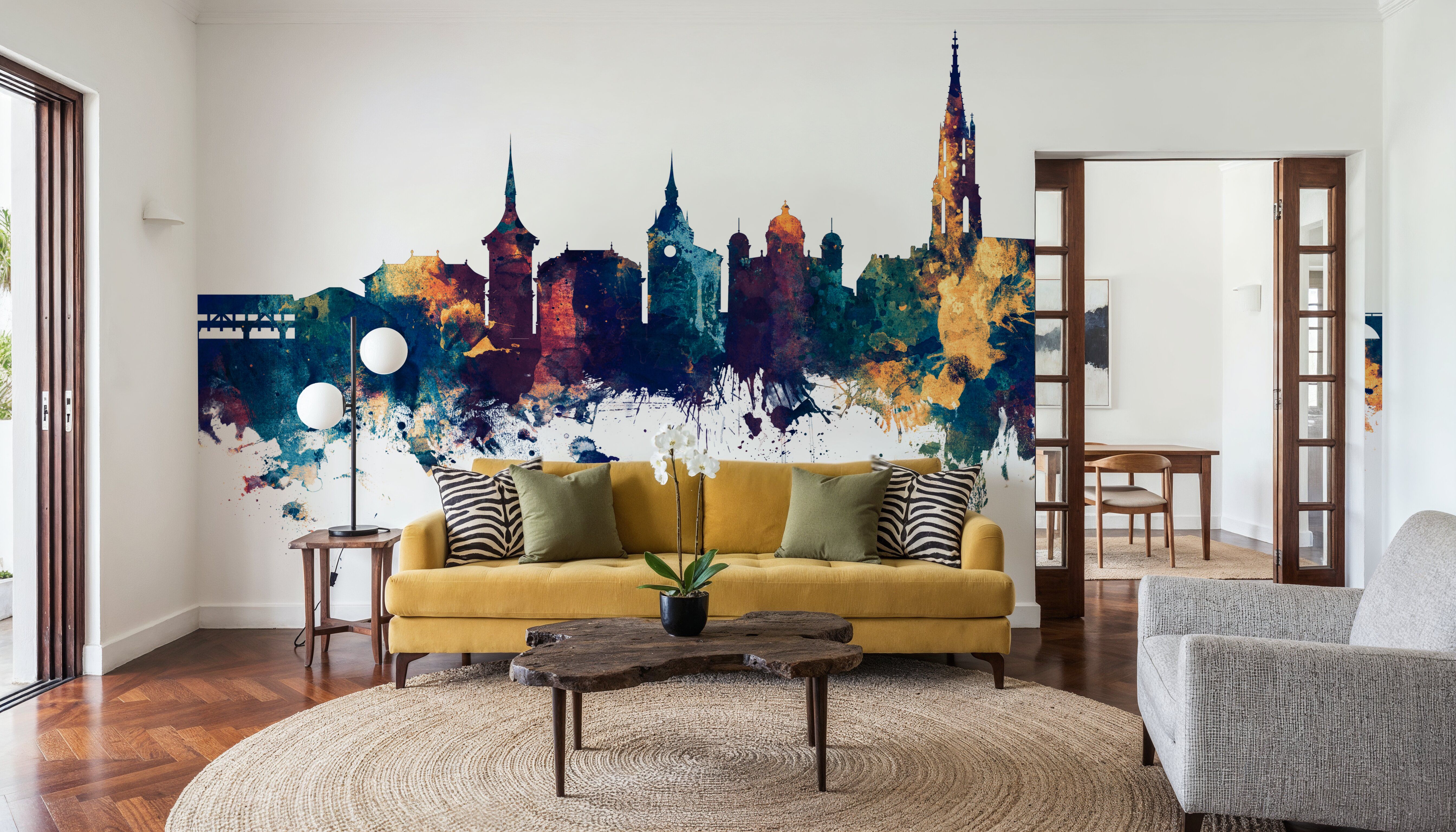 Bern Switzerland Skyline Blue & Bronze