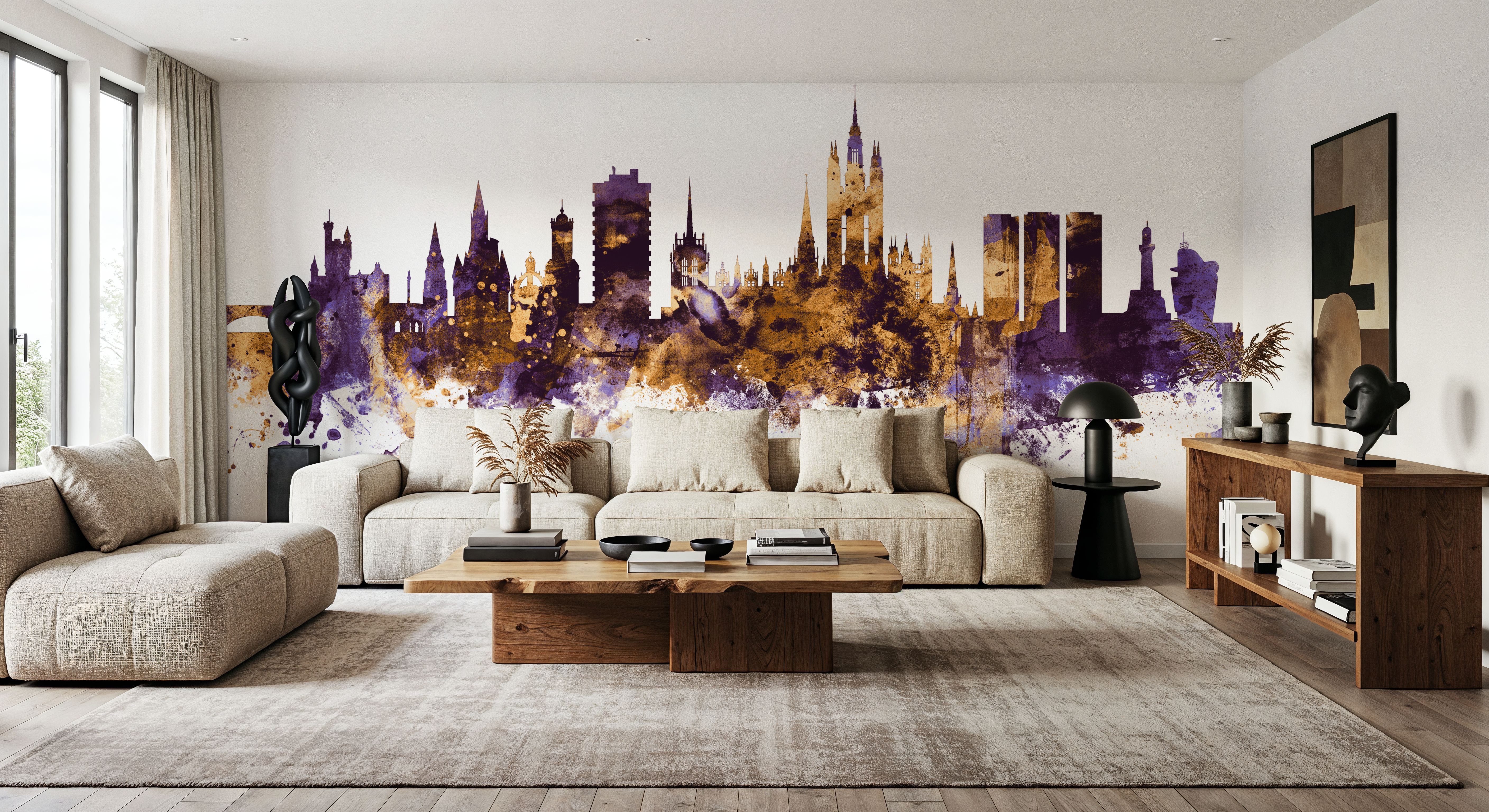 Aberdeen Scotland Skyline Purple & Gold