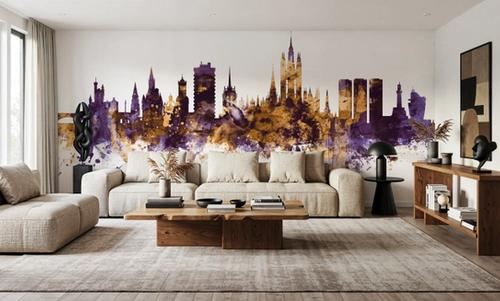 Aberdeen Scotland Skyline Purple & Gold